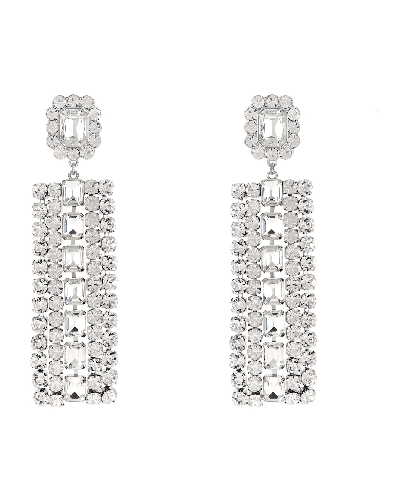 self-portrait 
multi Crystal Droplet
 Earrings - Silver