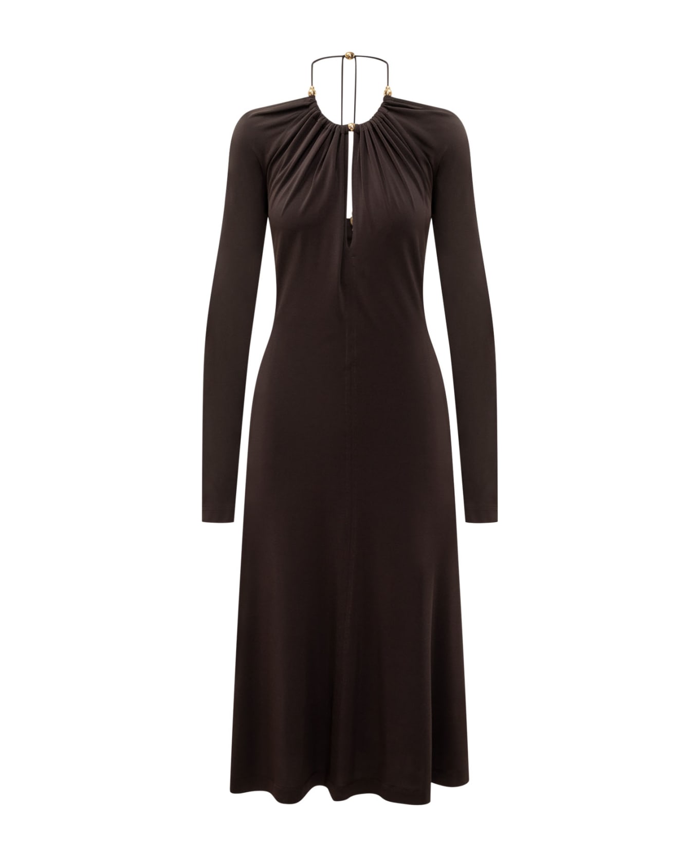 Ferragamo Crepe Dress - MARRONE EXPRESSO ORO