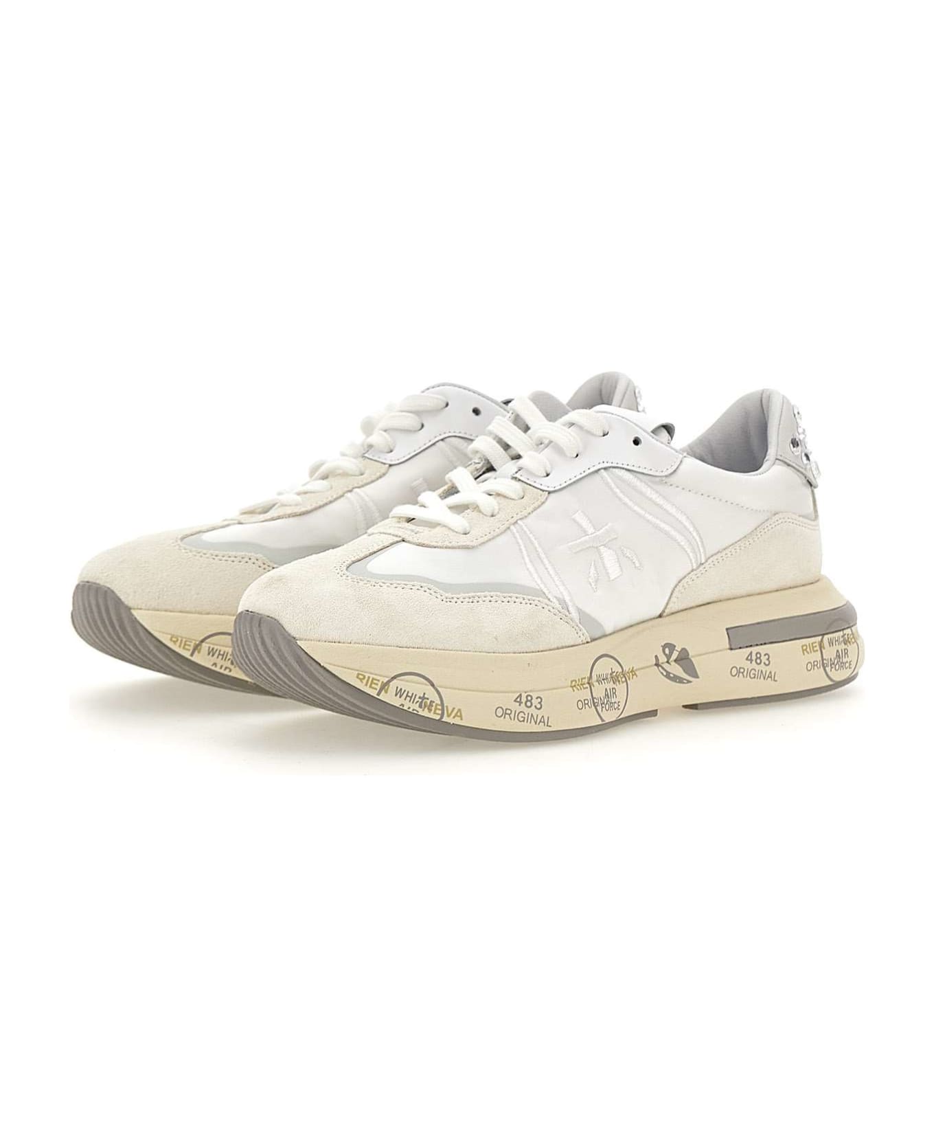 Premiata "cassie 6717" Leather And Fabric Sneakers - WHITE スニーカー