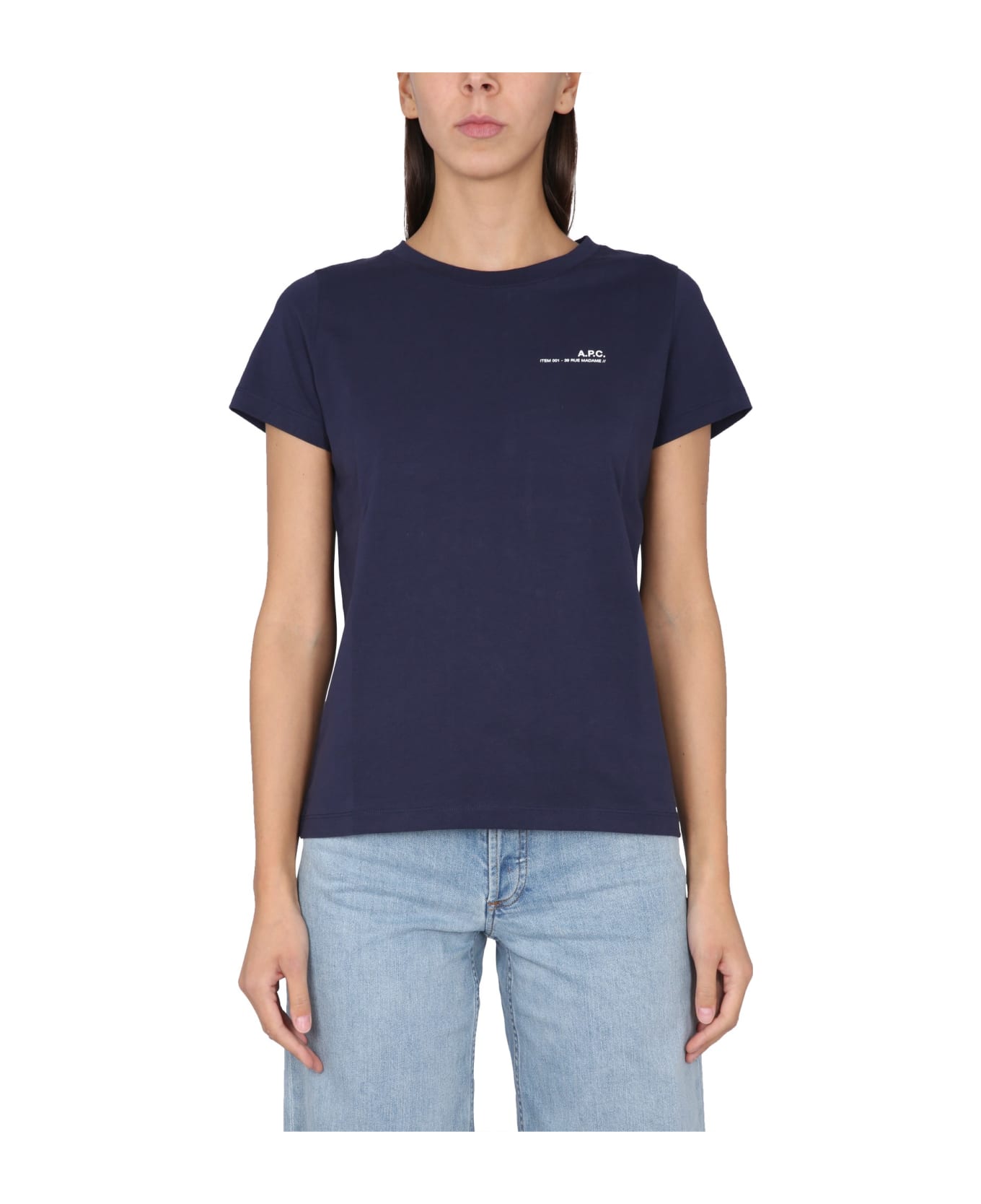 A.P.C. T-shirt With Logo - Blu Tシャツ