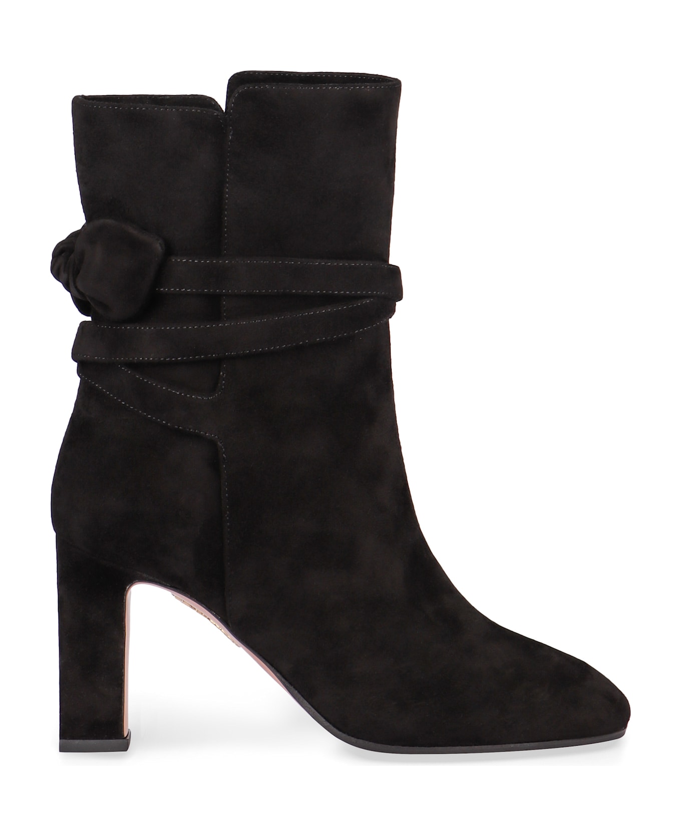 Aquazzura Very Bow Tie Suede Ankle Boots - black