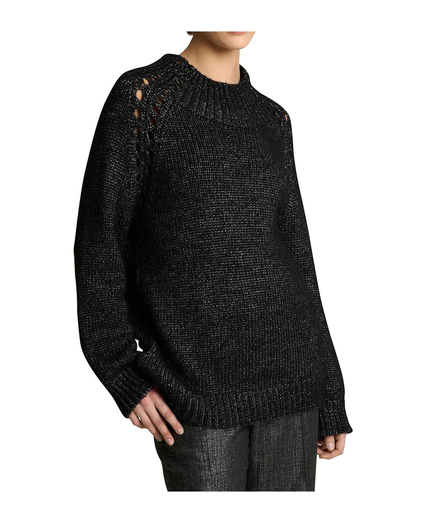 Kiton Sweater High Neck Cashmere - BLACK