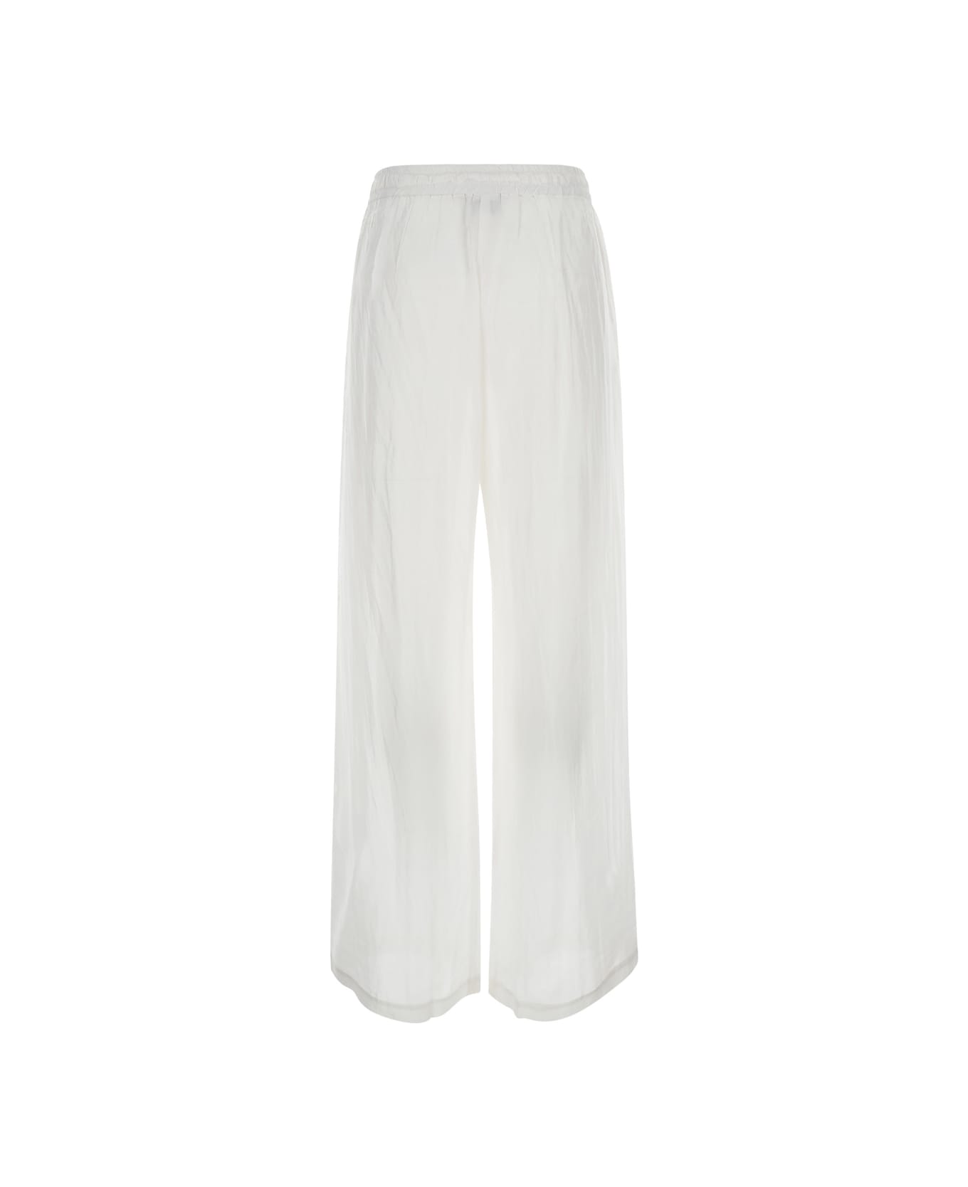 The Rose Ibiza White Palazzo Pants With Drawstring In Silk Woman - White ボトムス