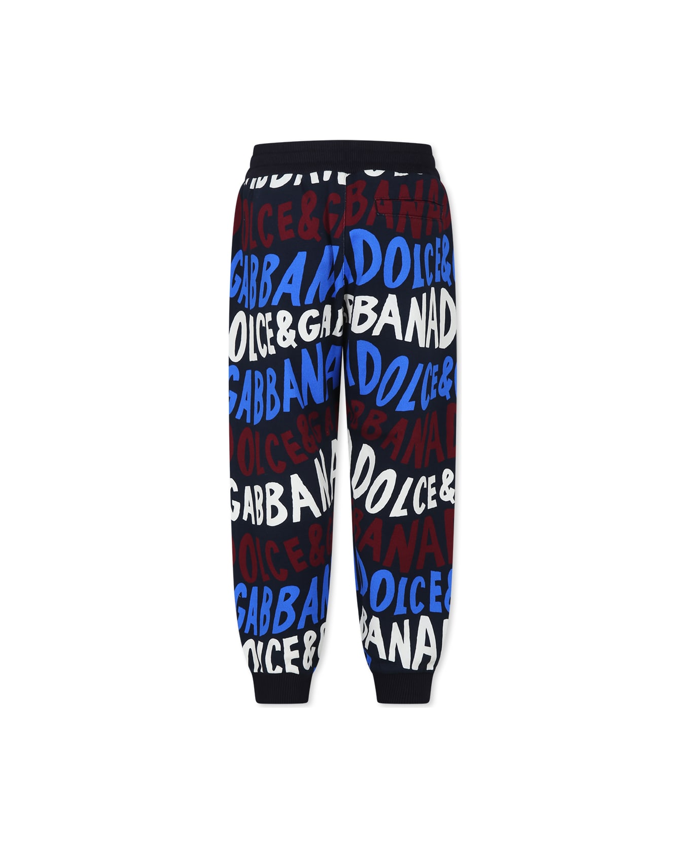 Dolce & Gabbana Blue Trousers For Boy With Logo - Multicolor