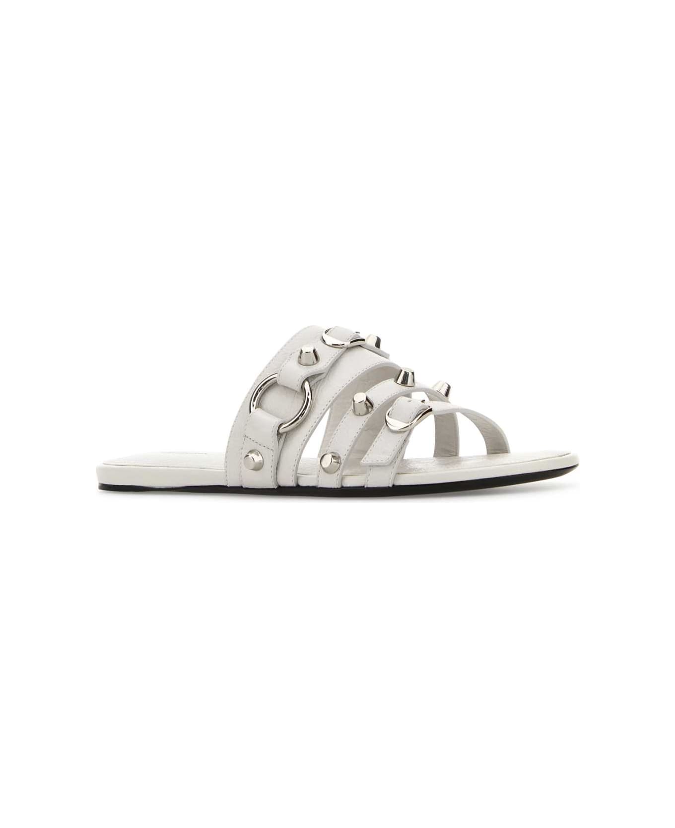 White Leather City Slippers
