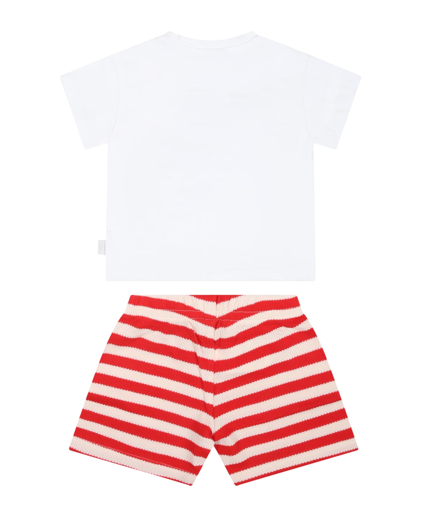 GCDS Mini Striped Baby Boy Set With Octopus - White ボトムス