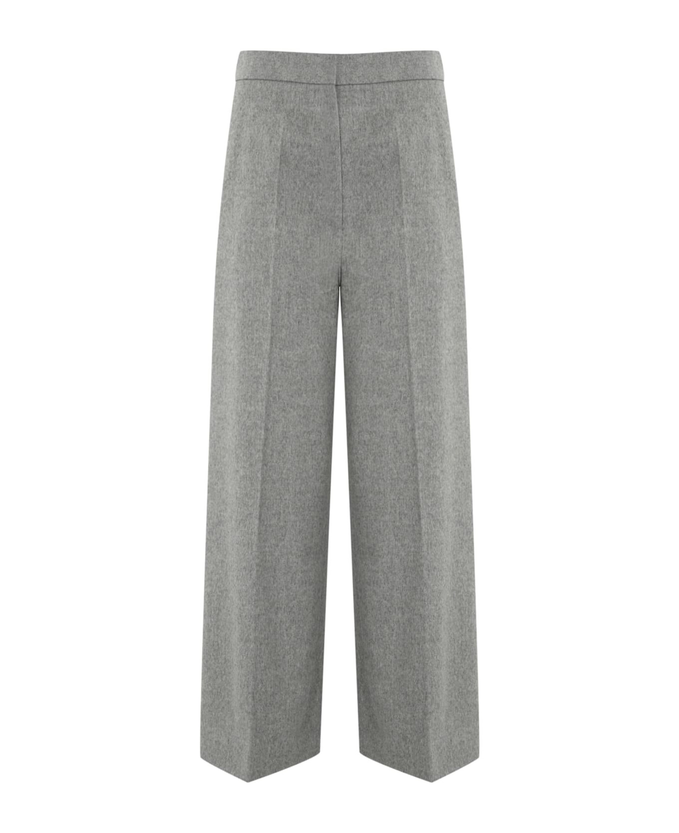 Max Mara Studio Burano Cropped Trousers In Wool - GRIGIO MEDIO
