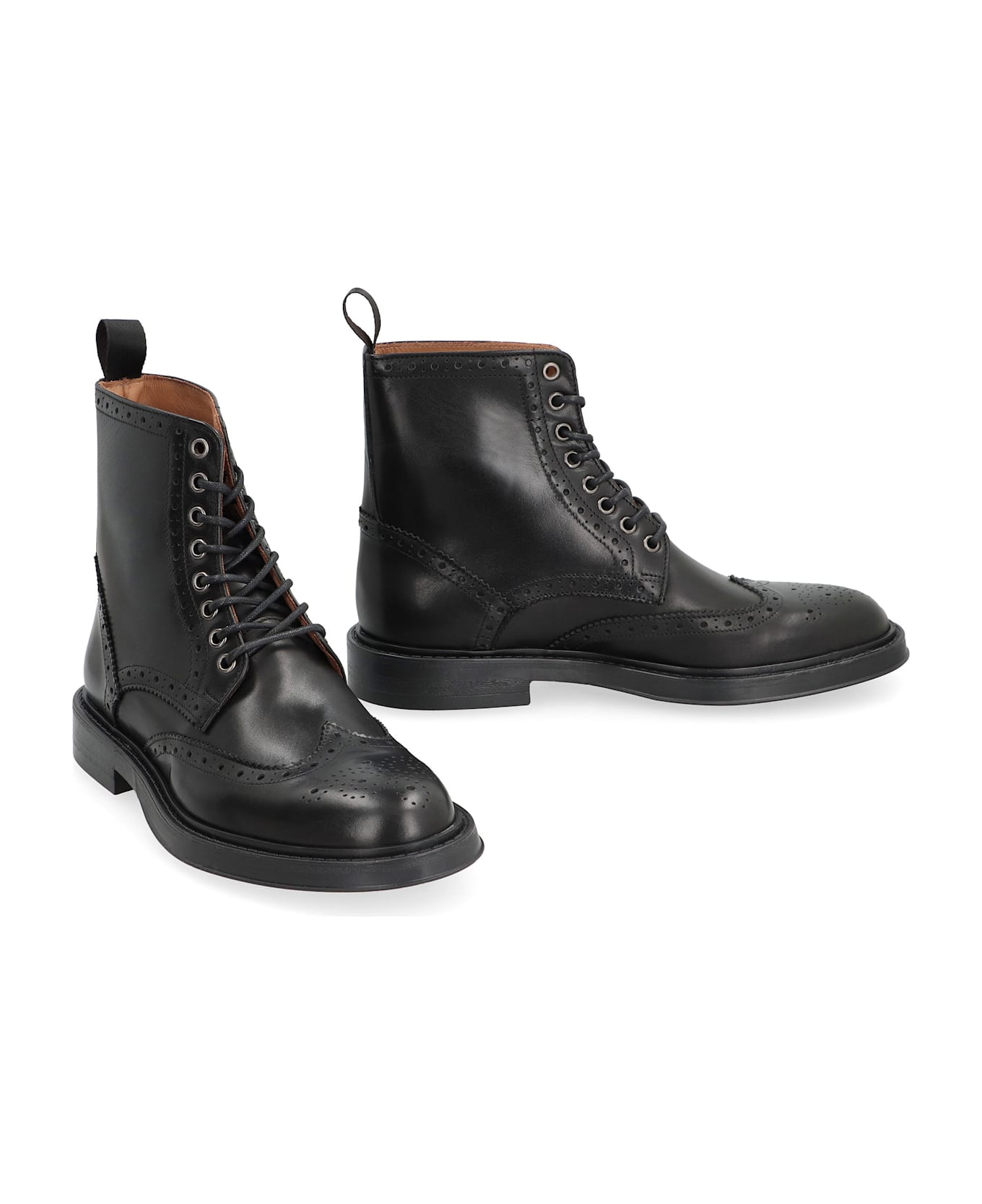 Bruno Magli Leather Lace-up Boots - black