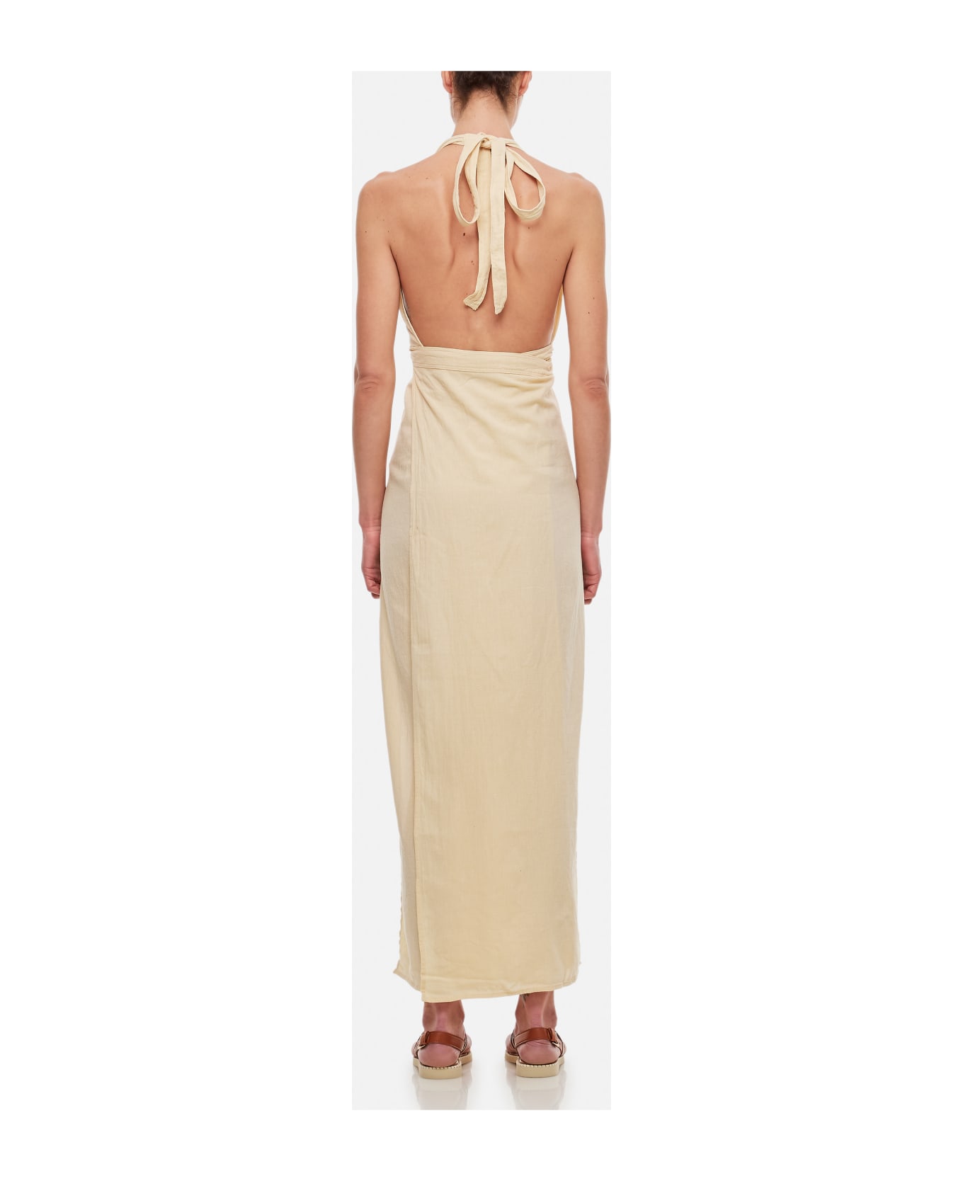 Caravana Tacoh Cotton Long Dress With Slits - Beige