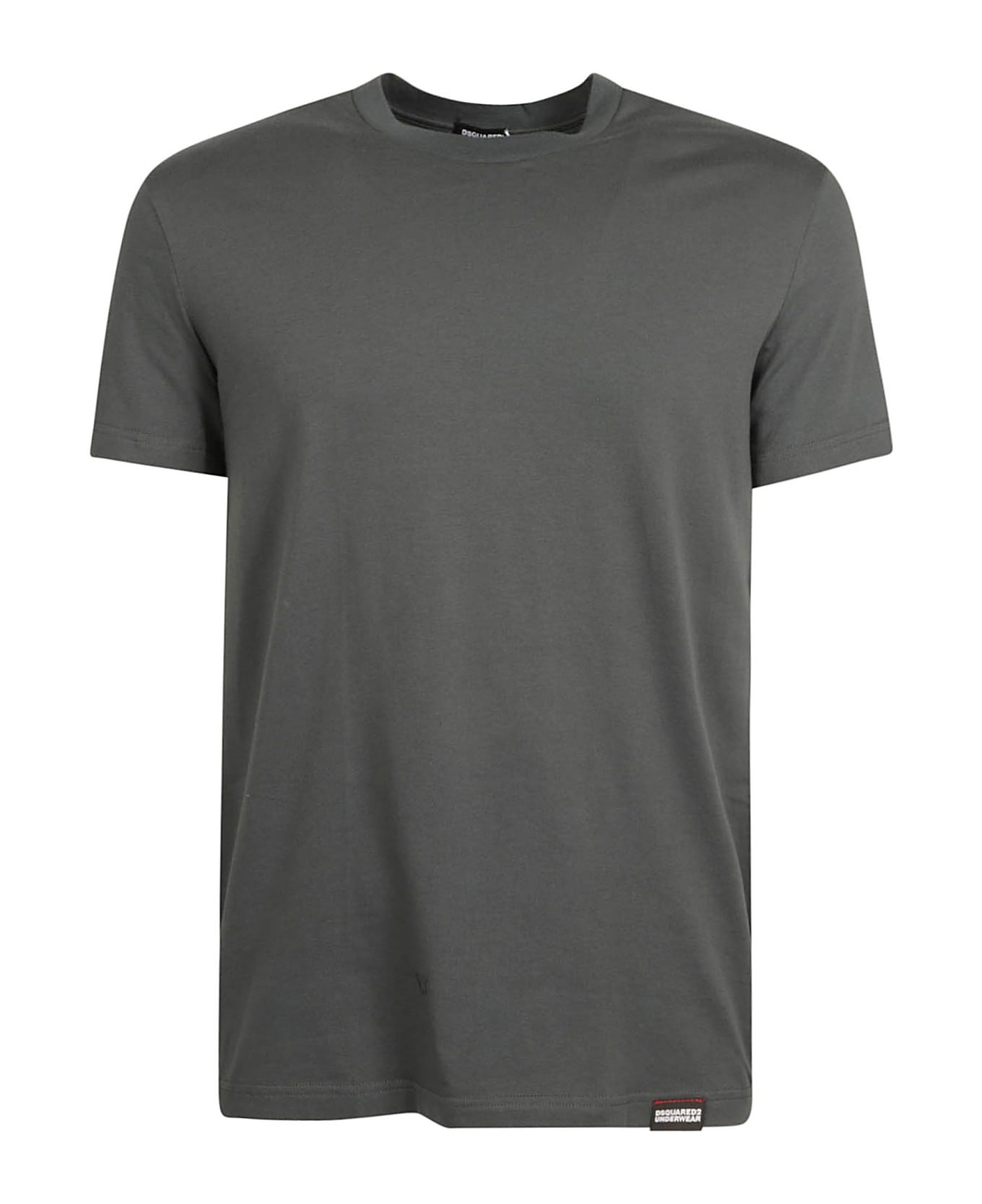 Dsquared2 Logo Patch Round Neck Plain T-shirt - Grey