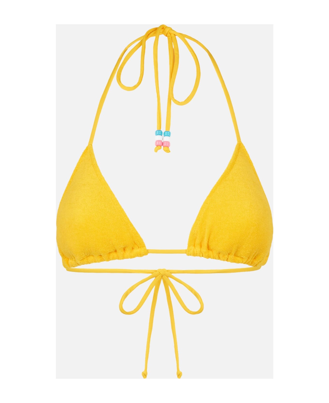 MC2 Saint Barth Woman Terry Triangle Top Swimsuit With Charms - YELLOW
