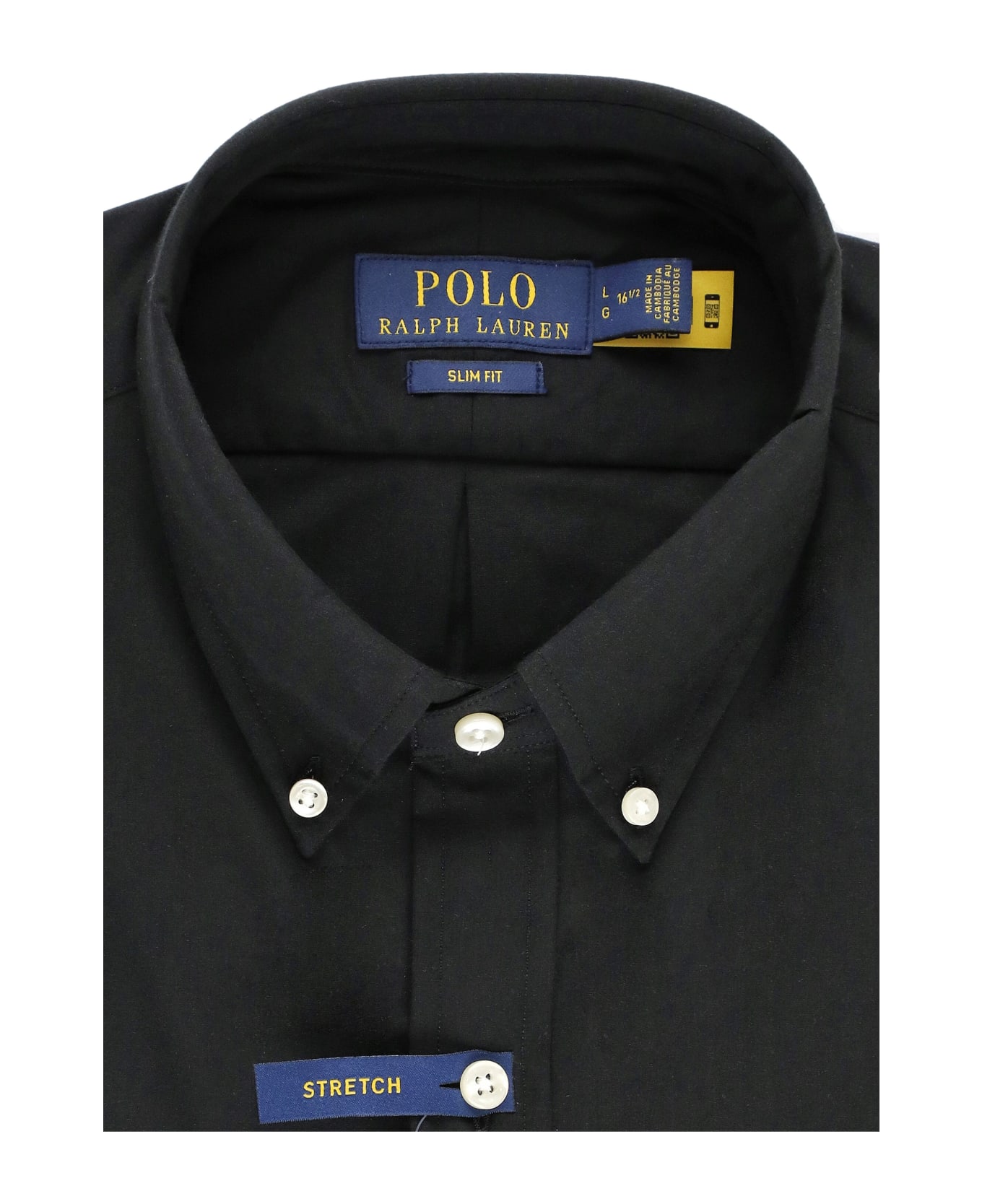Polo Ralph Lauren Black Cotton Poplin Shirt With Logo - Black