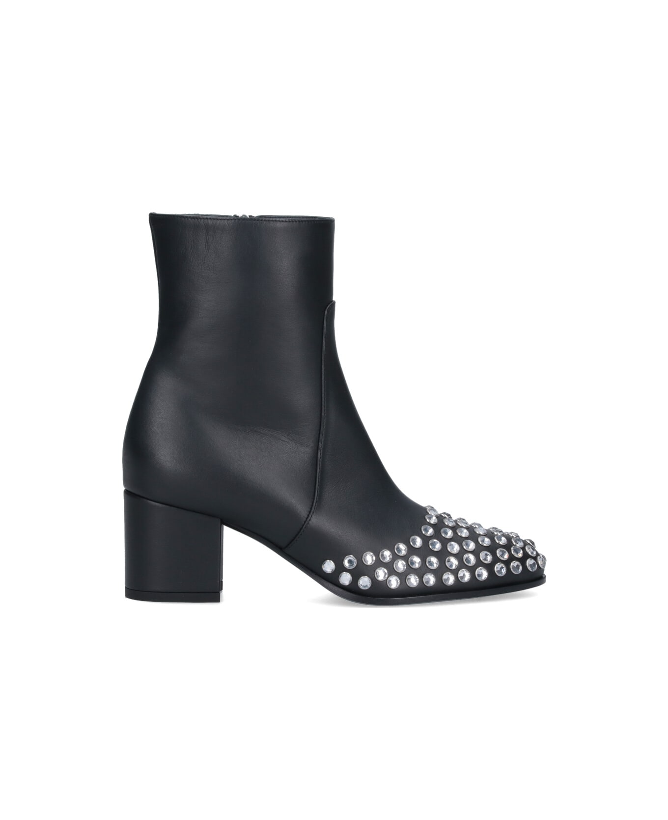 Alaia Low Ankle Boots With Rhinestones - Black  