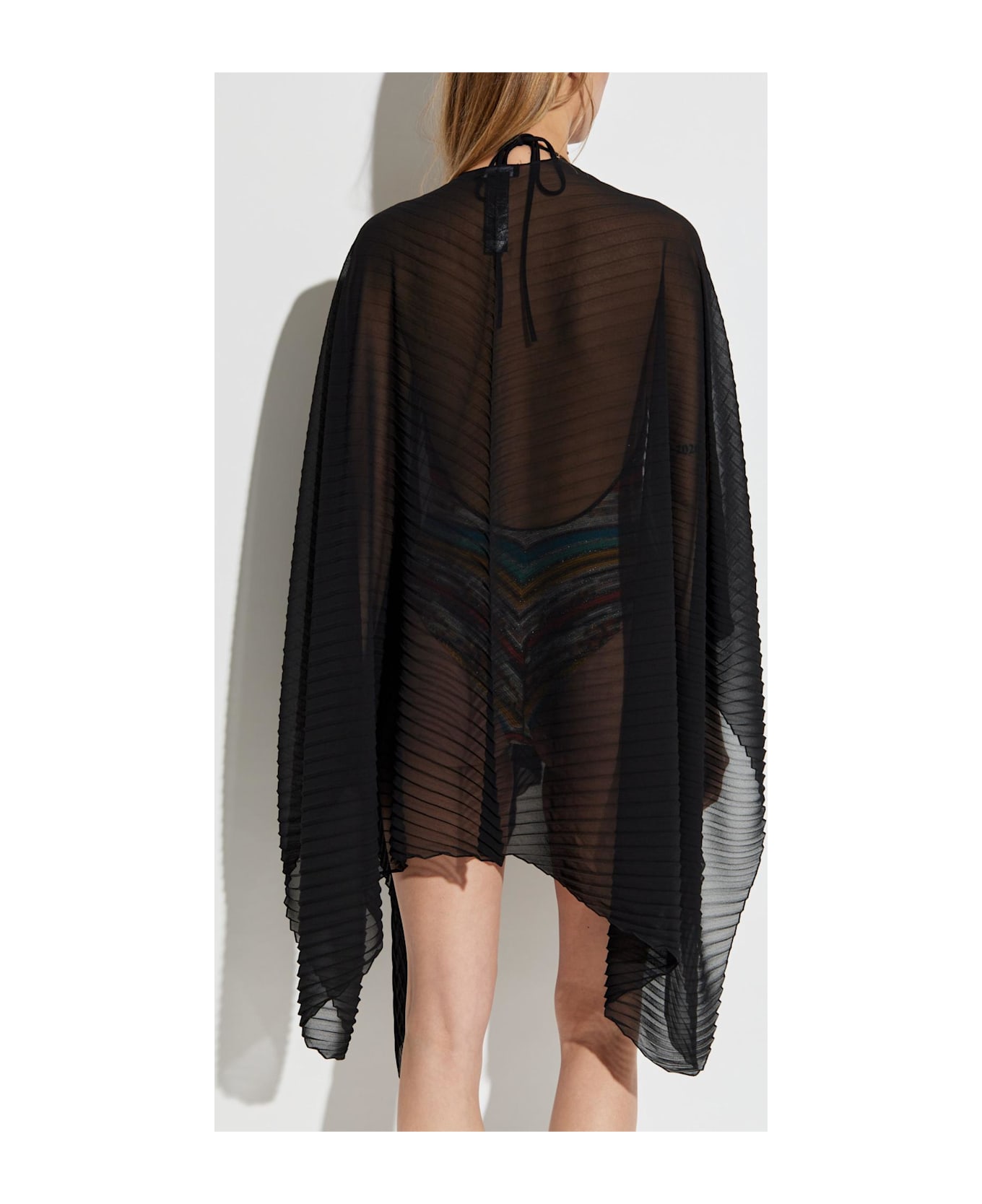 Emporio Armani Pleated Poncho - Black
