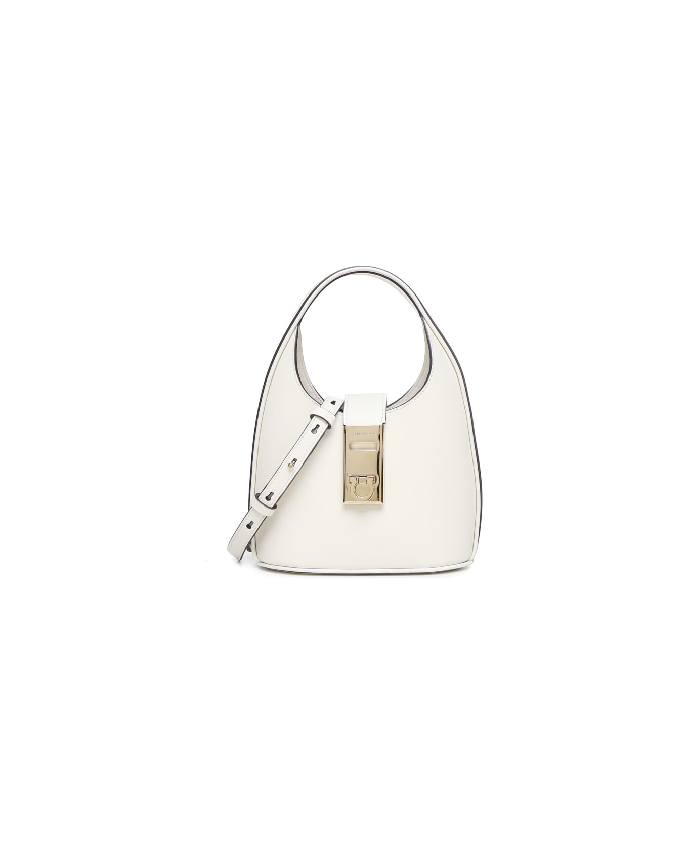 Ferragamo Hobo Mini Bag With Gancini Buckle - White