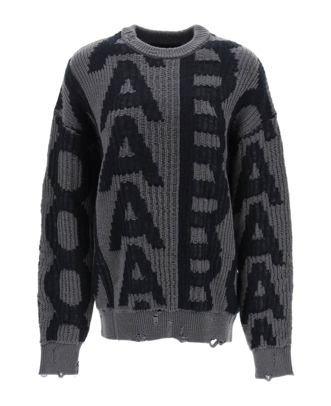 Marc Jacobs Distressed Monogram Sweater - BLACK CHARCOAL (Grey)