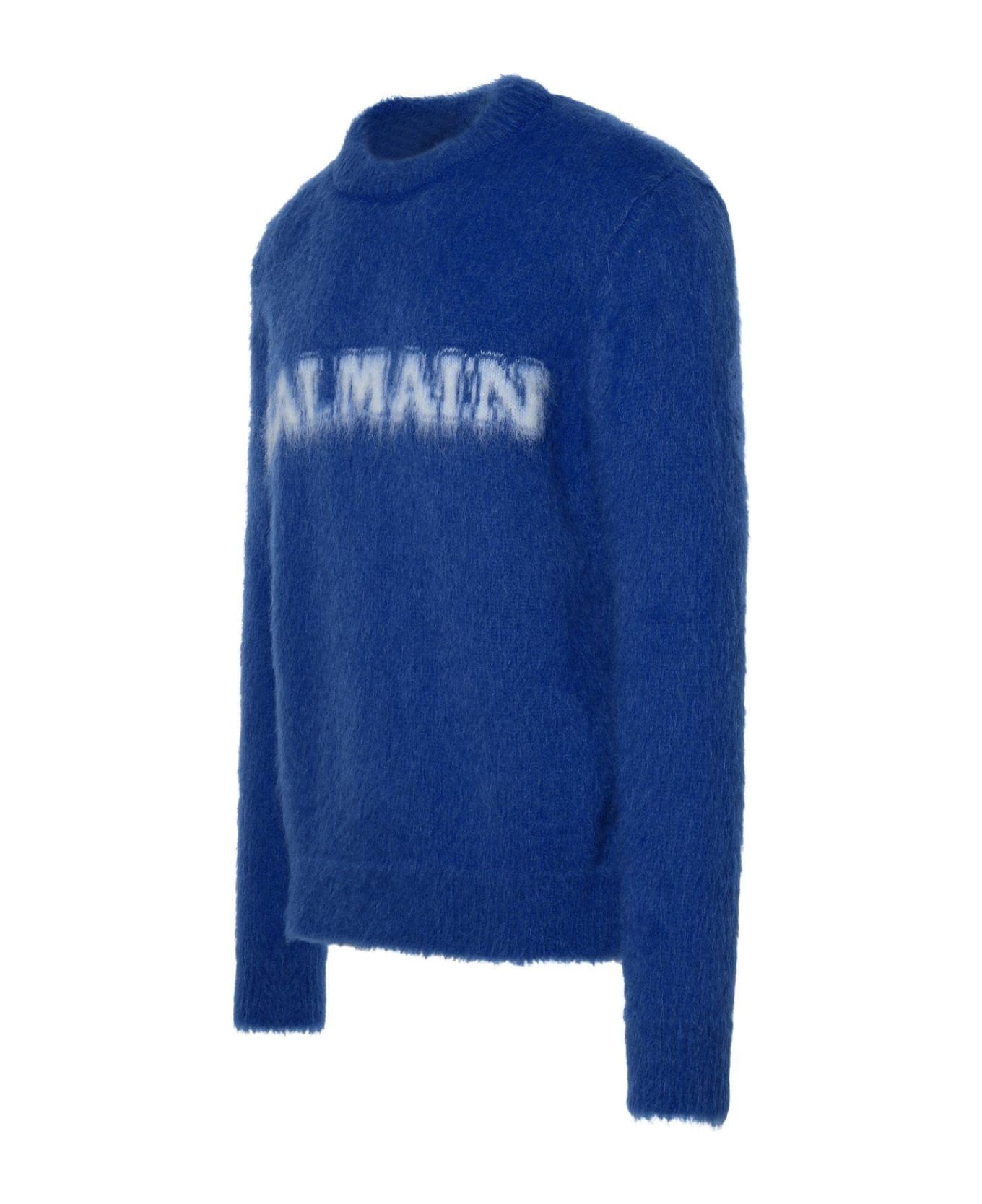 Balmain Brushed Mohair Sweater - Siu Cobalt Blanc