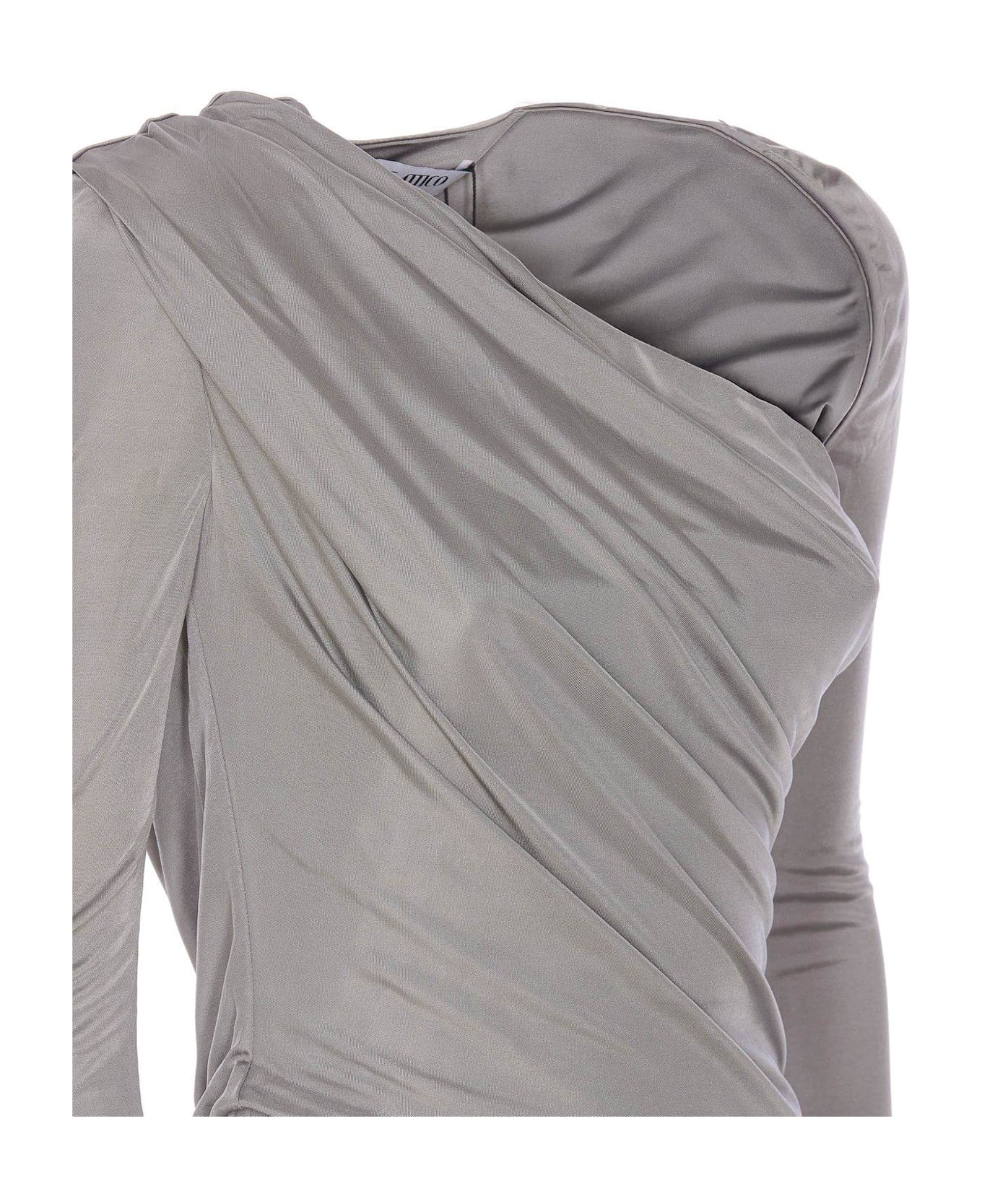 The Attico Asymmetric-neck Mini Dress - GREY