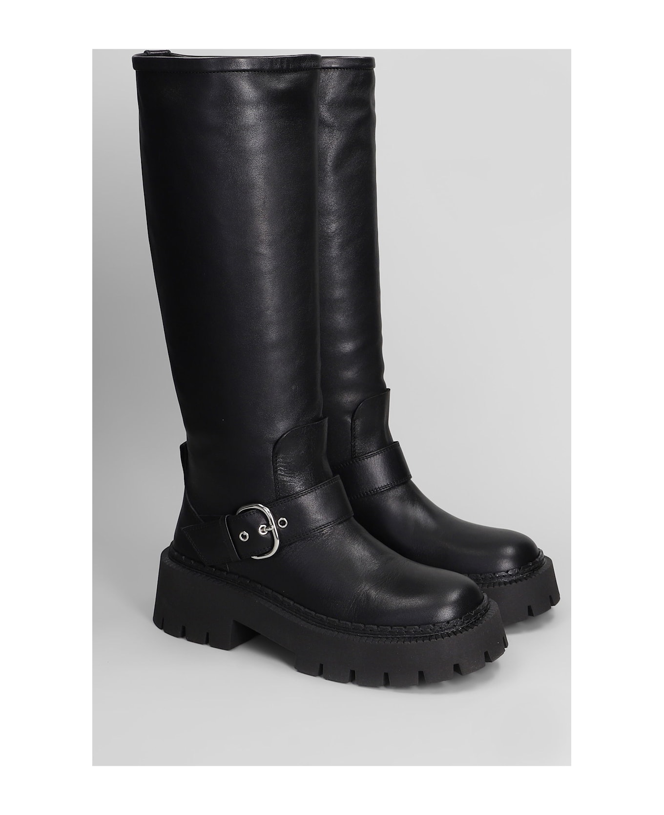 Vic Matié Etna 101 Low Heels Boots In Black Leather - black