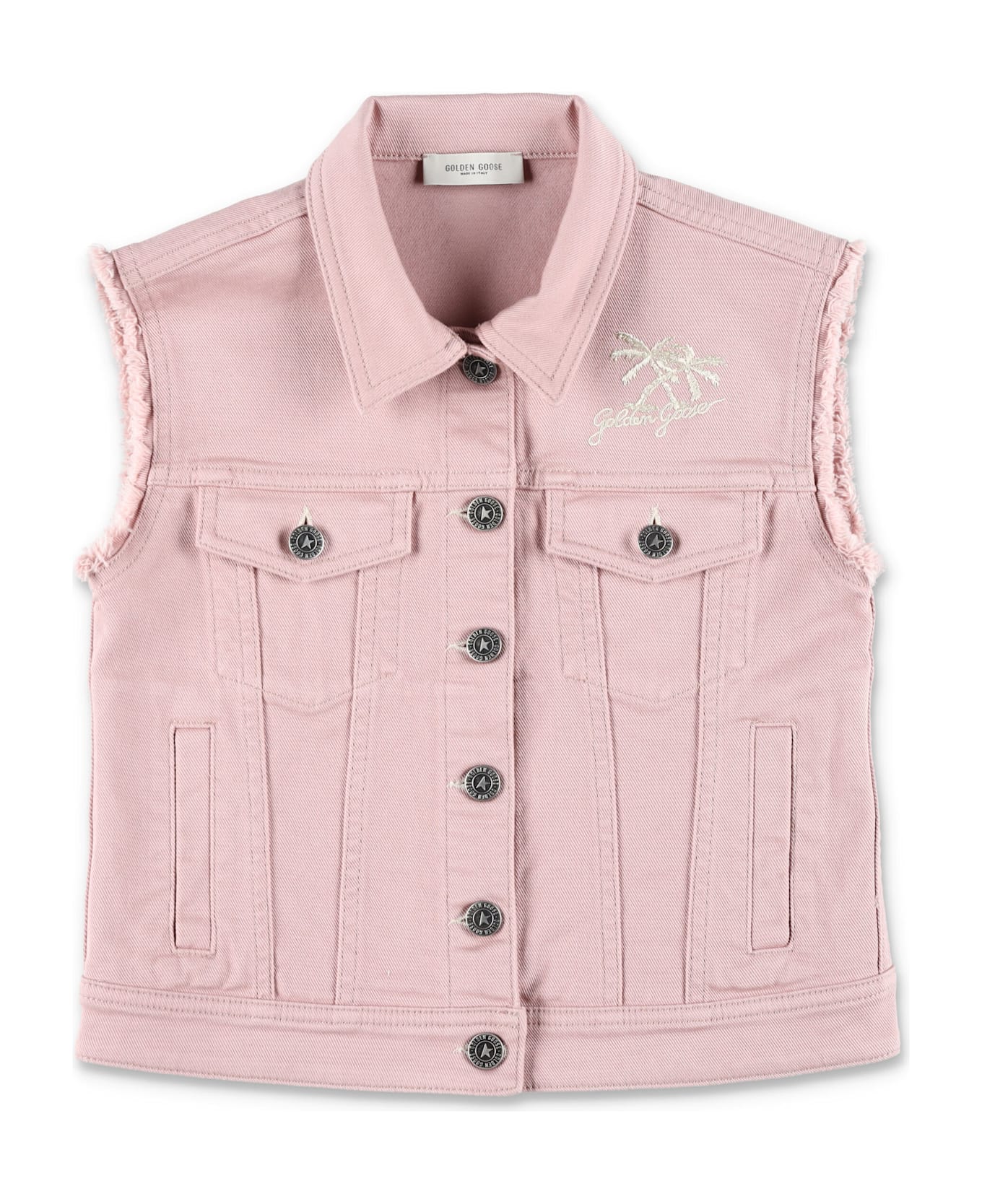 Golden Goose Kid - Sleeveless Denim Jacket - SHADOW GRAY