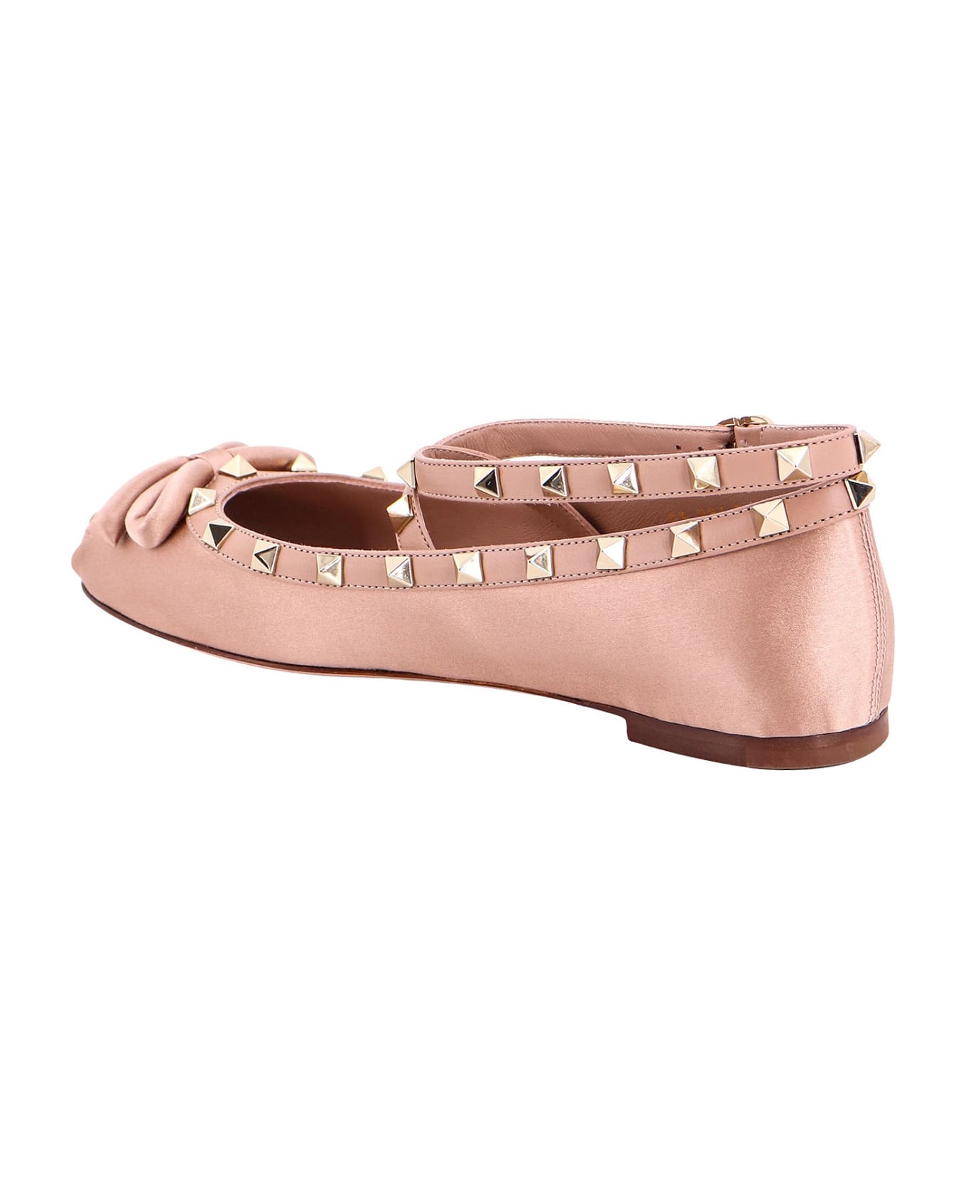 Valentino Garavani Satin Ballerinas With Iconic Studs - Pink フラットシューズ