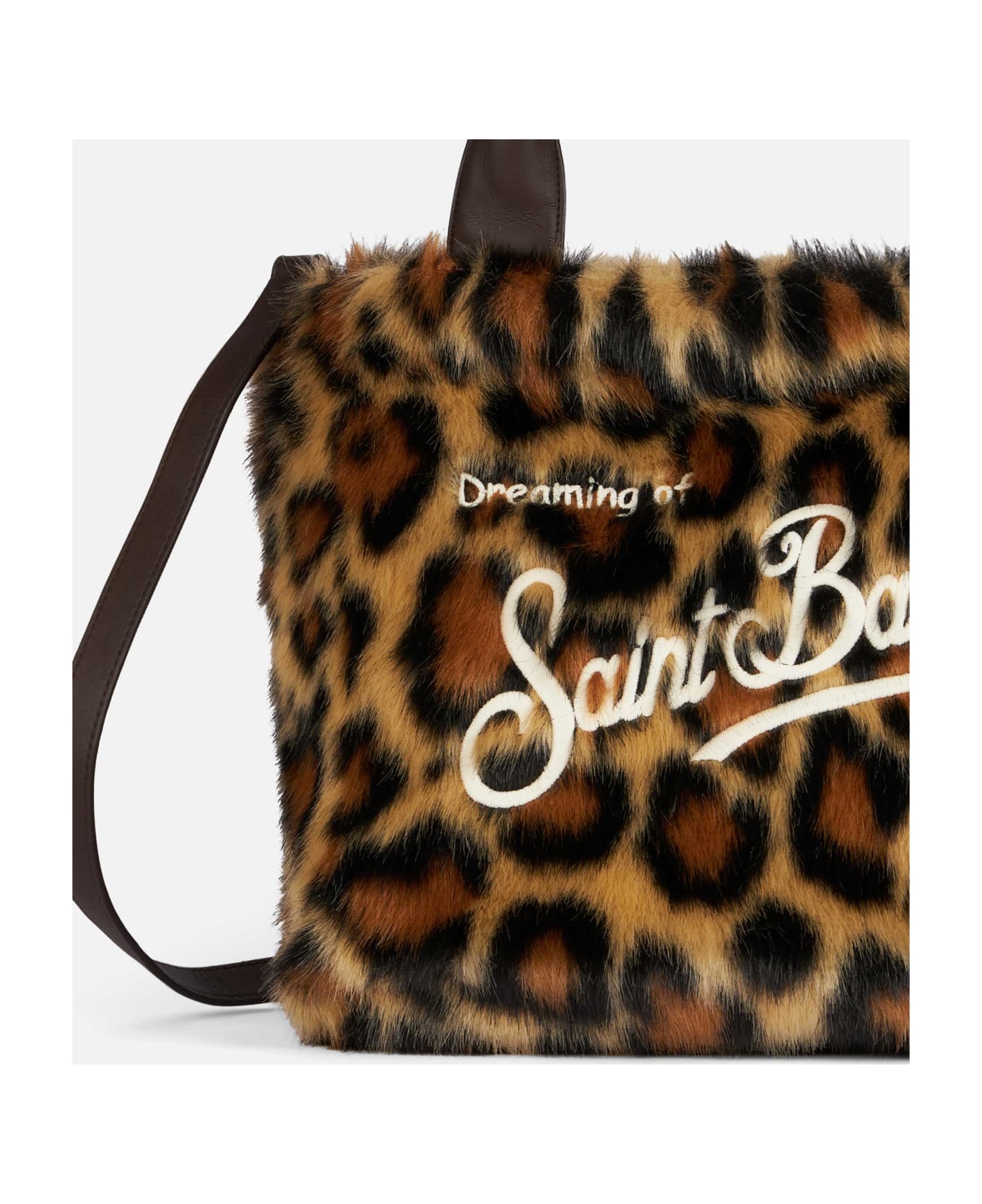 MC2 Saint Barth Furry Soft Colette Handbag With Animalier Jacquard Print - BROWN