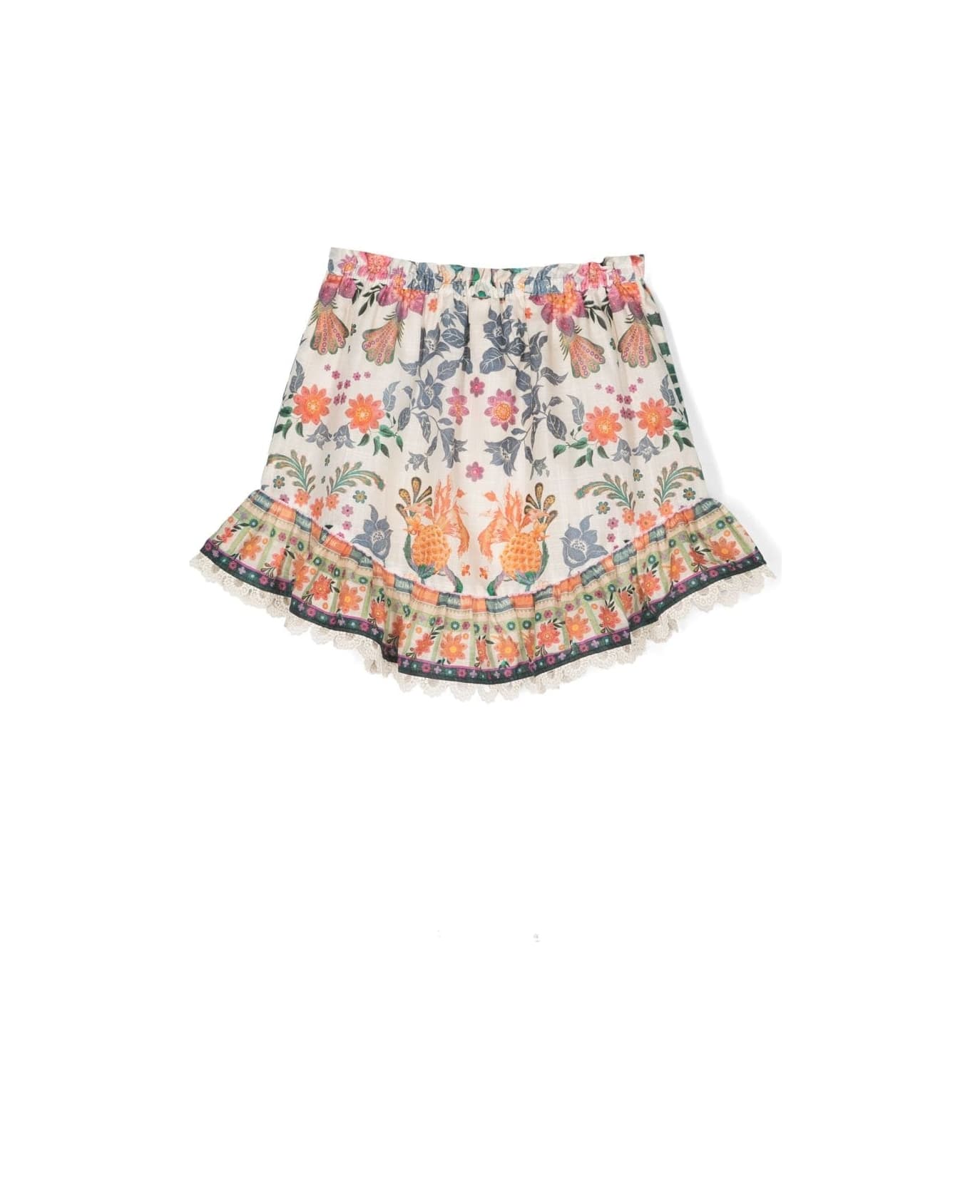 Zimmermann Tropical Print Skirt - Cream