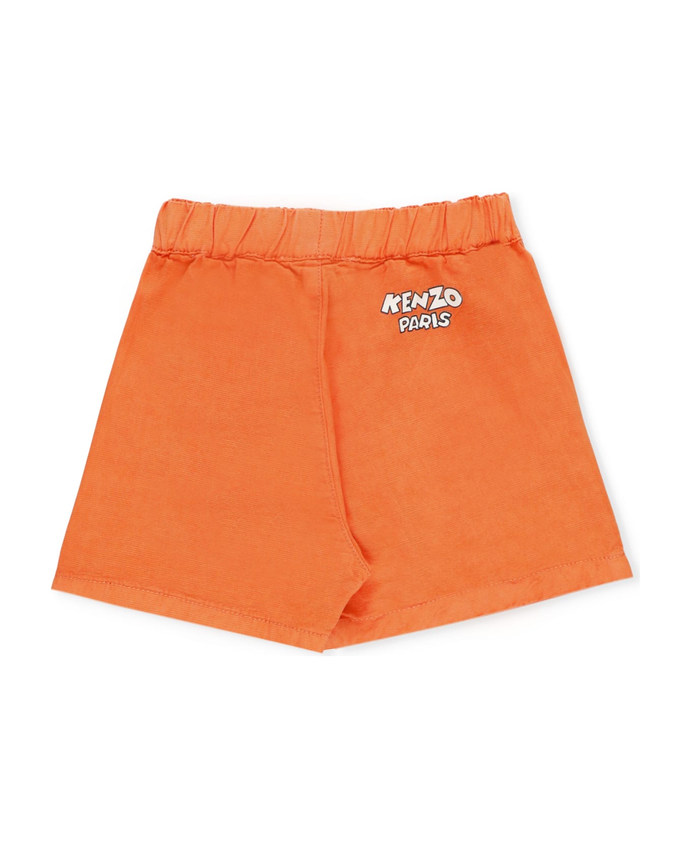 Kenzo Kids Cotton And Linen Shorts - Orange