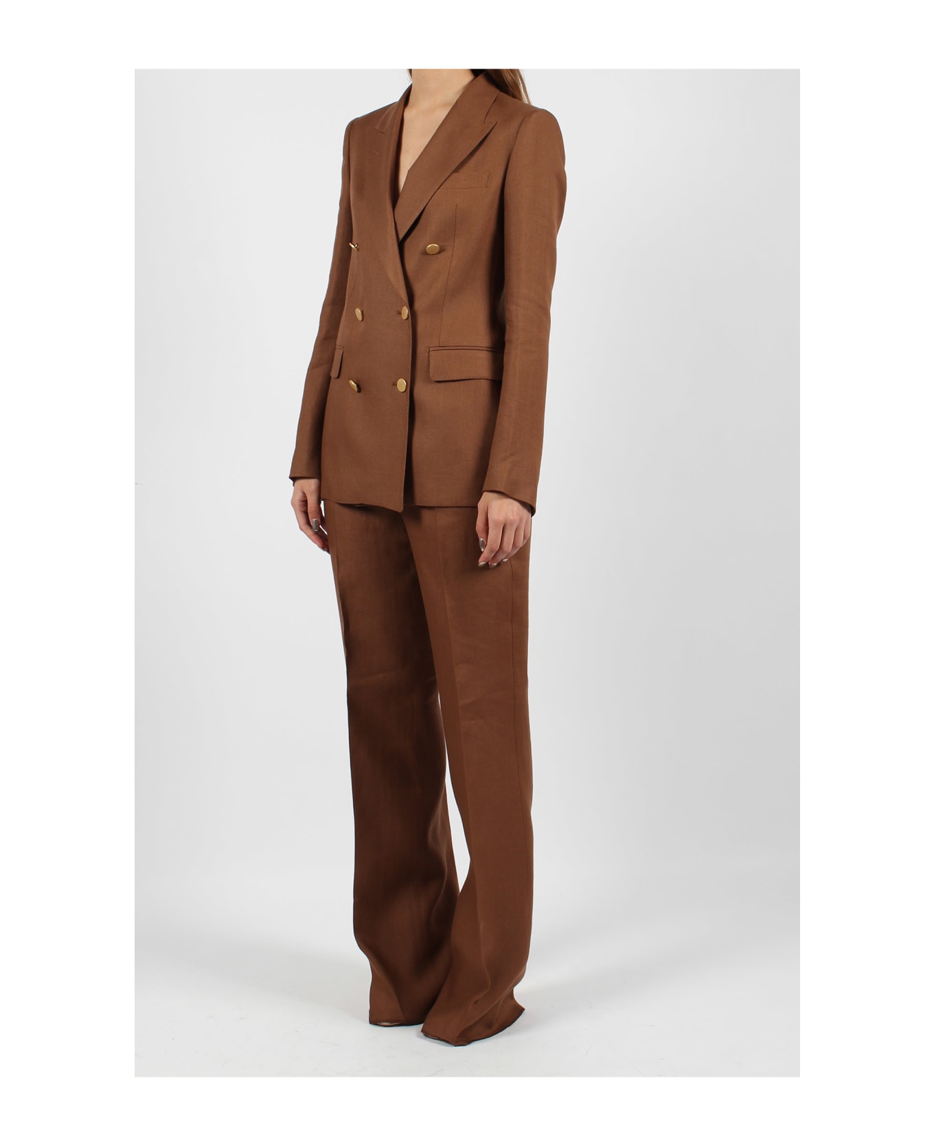 Tagliatore Linen Double Breasted Suit - Brown