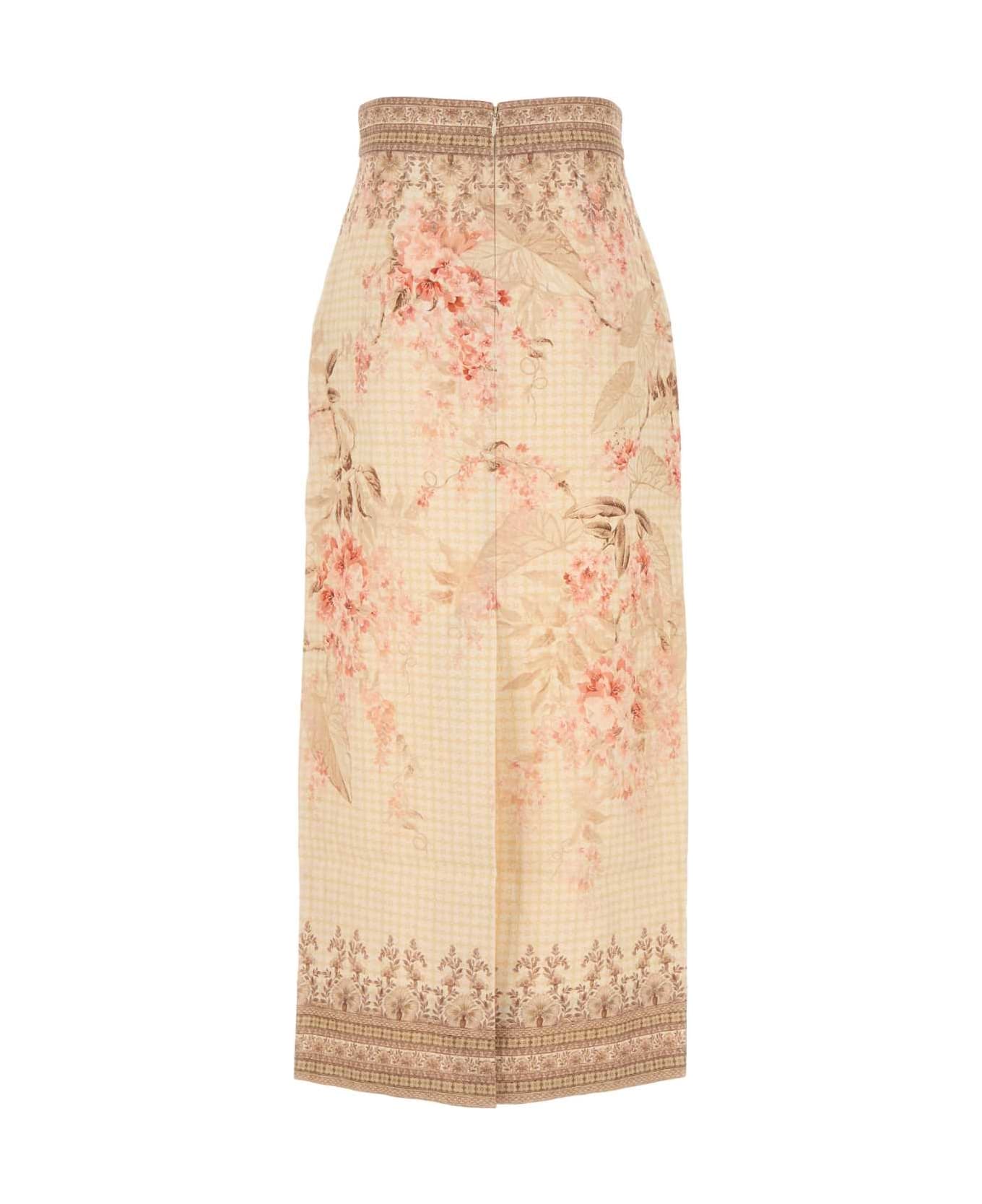Zimmermann Printed Linen Illuminate Skirt - CORALFLORAL