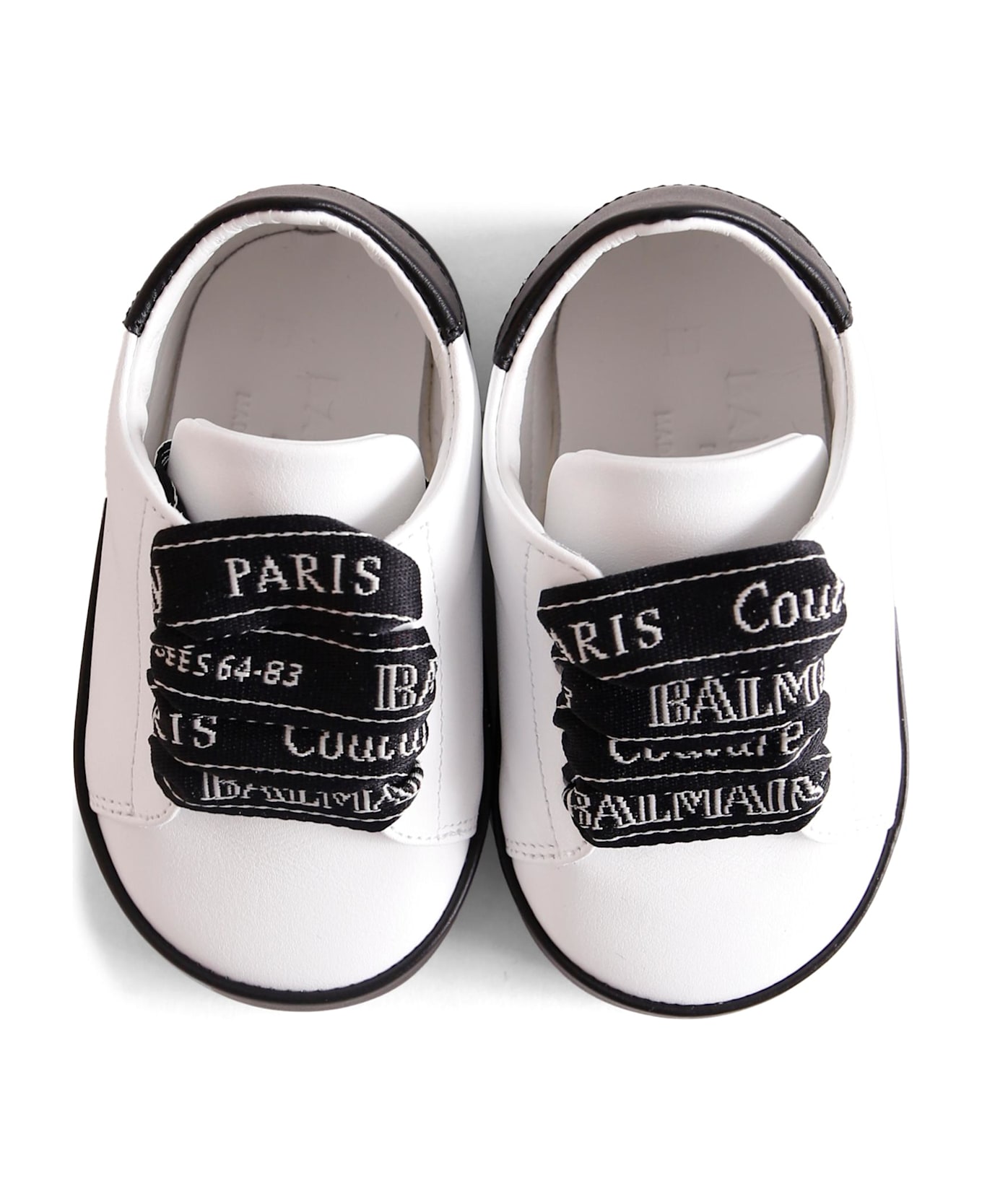 Balmain White Sneakers For Babykids Wirth Logo - White