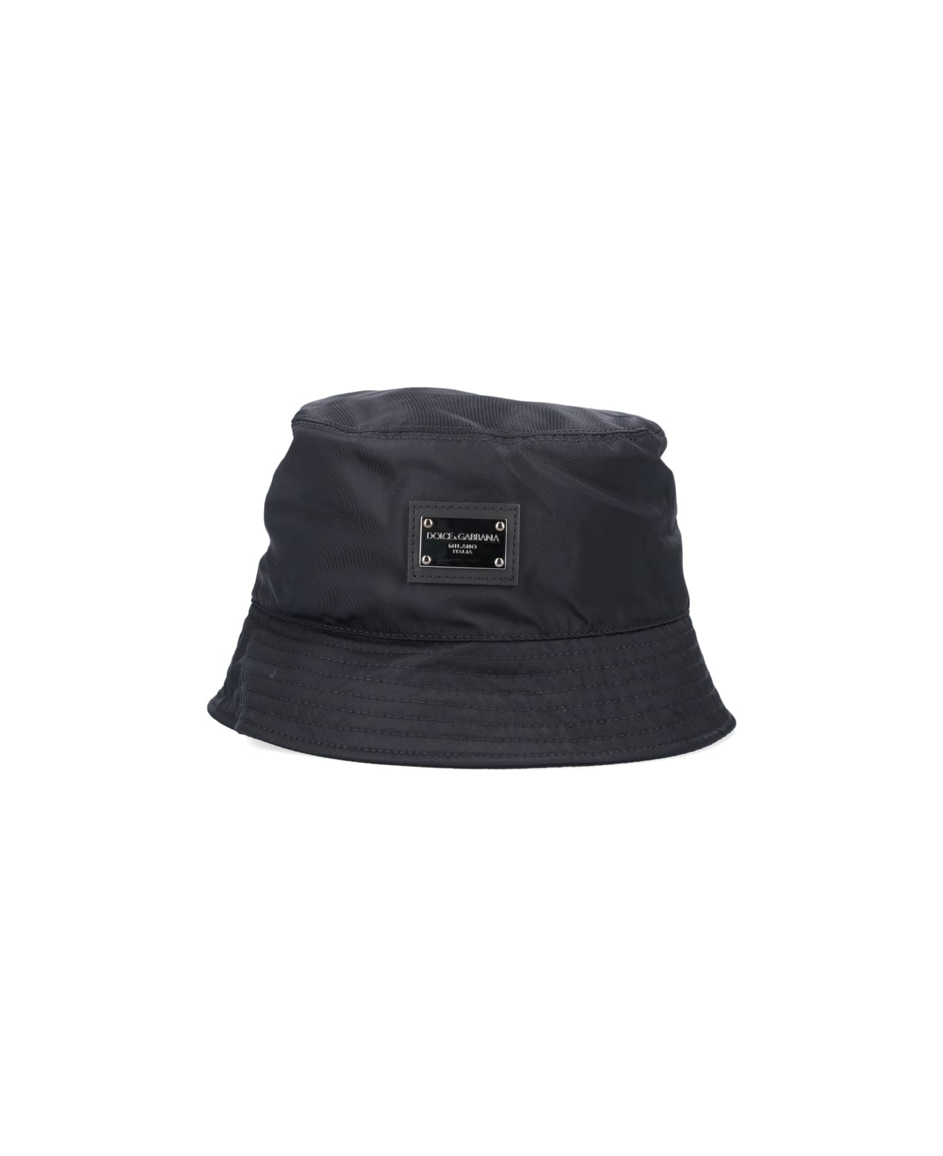 Dolce & Gabbana Bucket Hat With Logo Plaque - Black 帽子