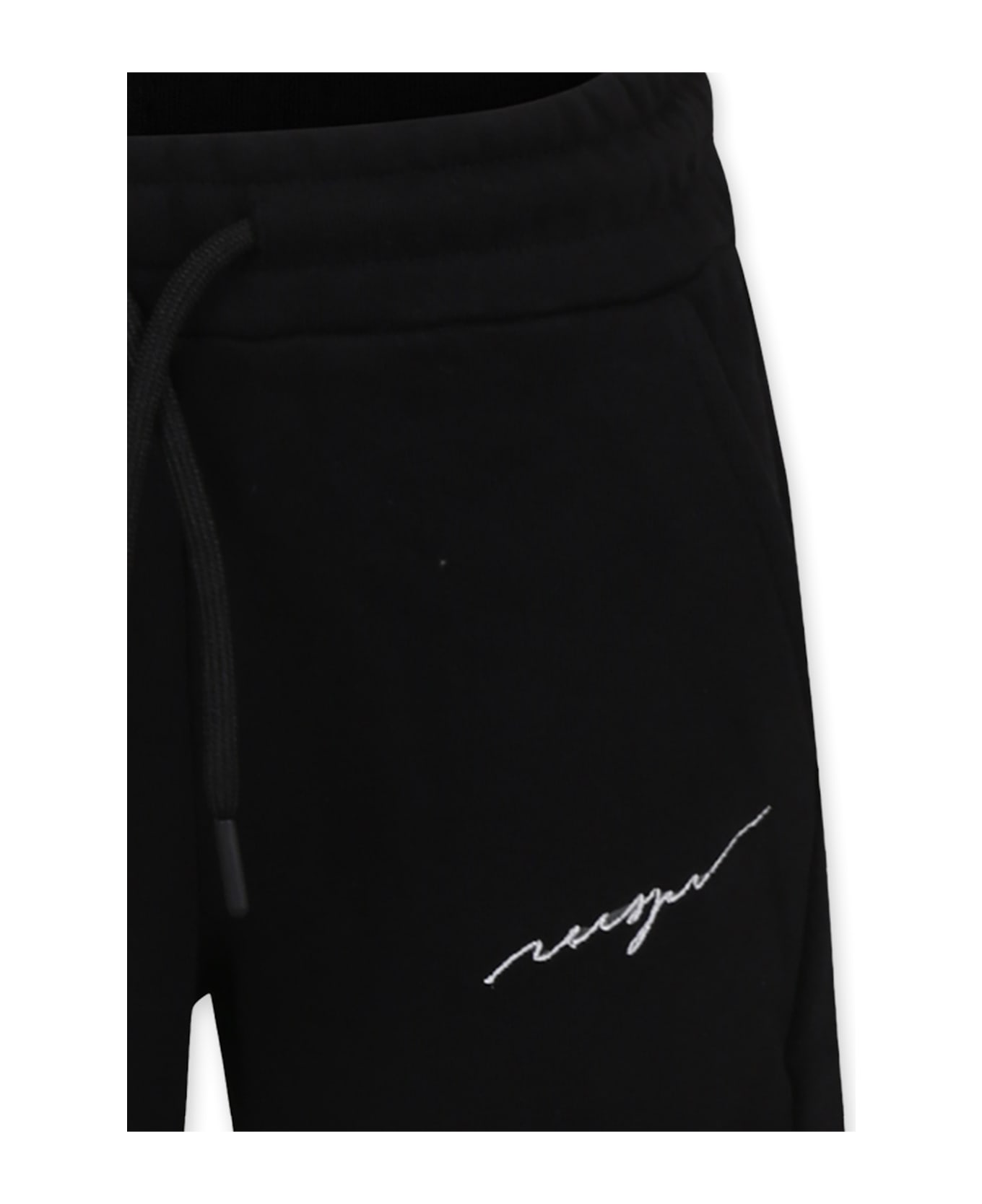 MSGM Black Trousers For Girl Avec Logo - Black