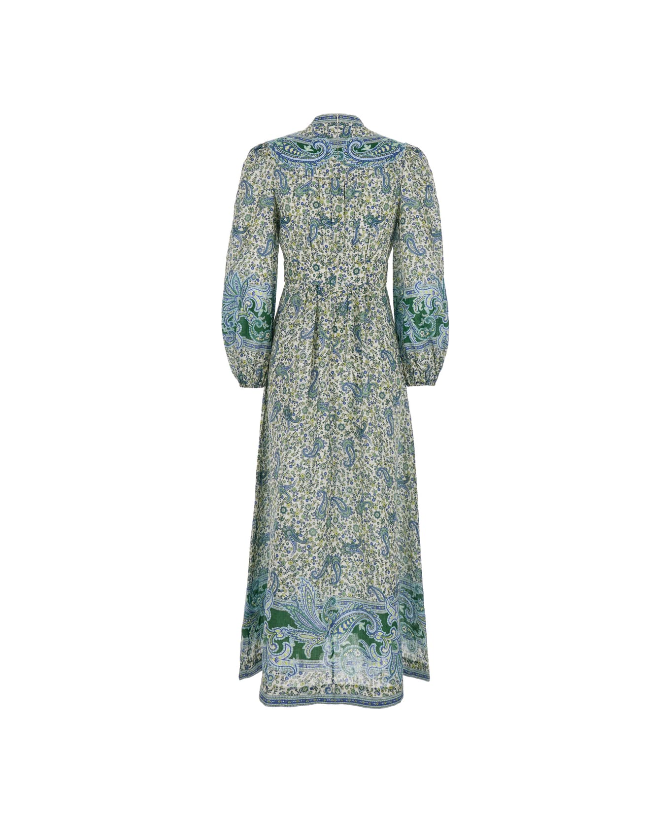 Zimmermann Multicolor Long Dress With Floral Print In Linen Woman - Multicolor ワンピース＆ドレス