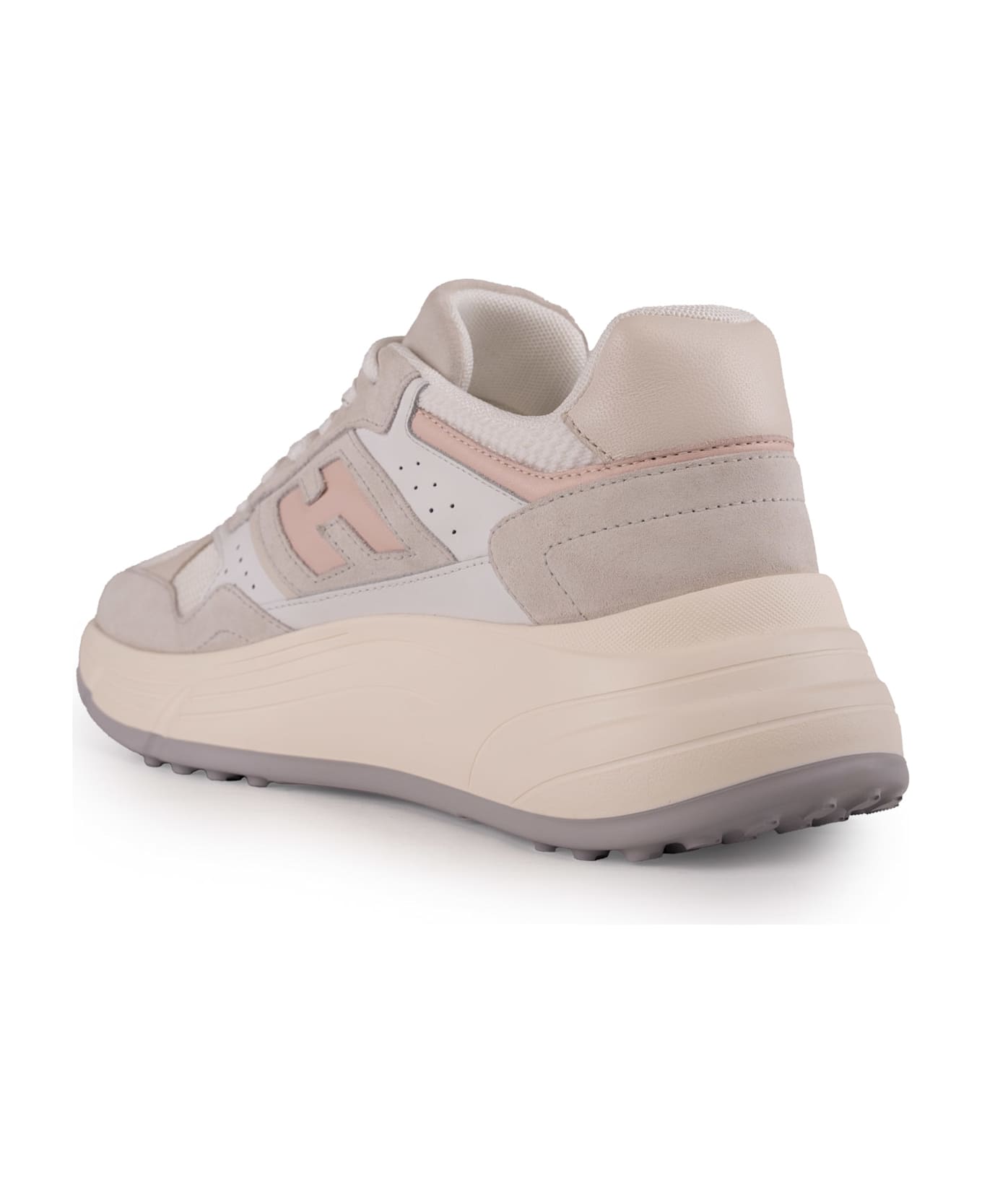 Hogan Hi-fi Sneakers In Suede And Mesh - White スニーカー