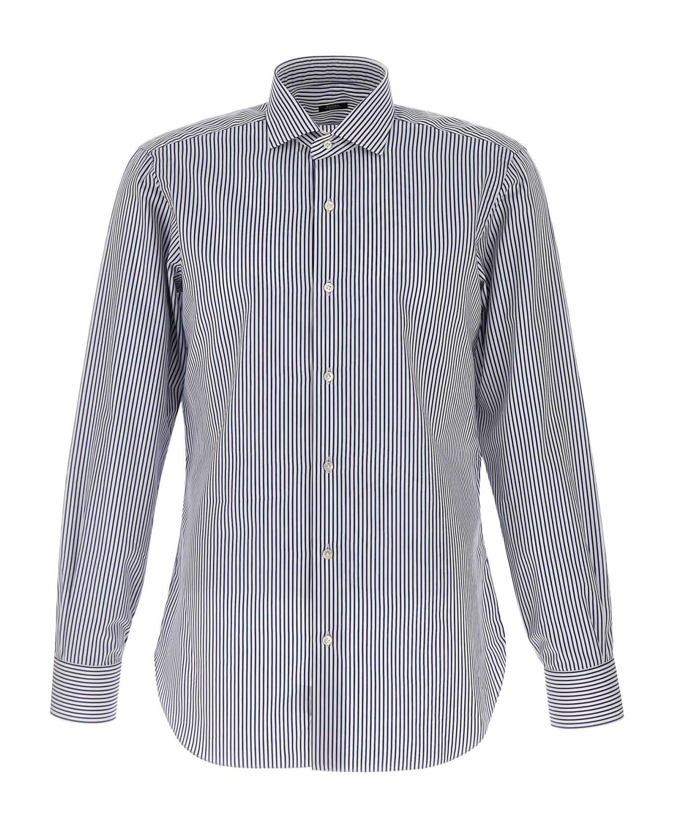 Barba Napoli Cotton Shirt - WHITE/BLUE