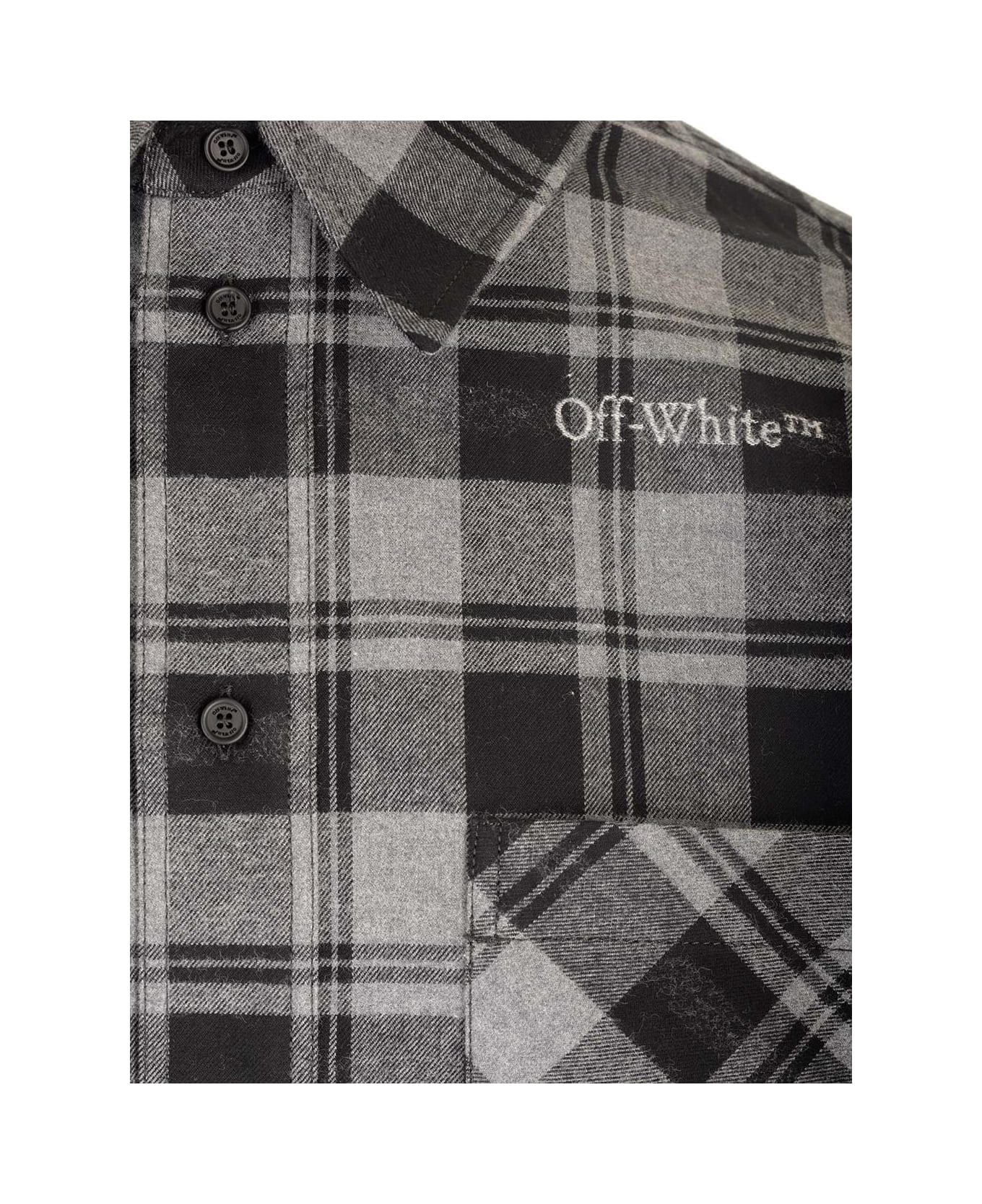 Off-White Check Flannel Shirt - Grey