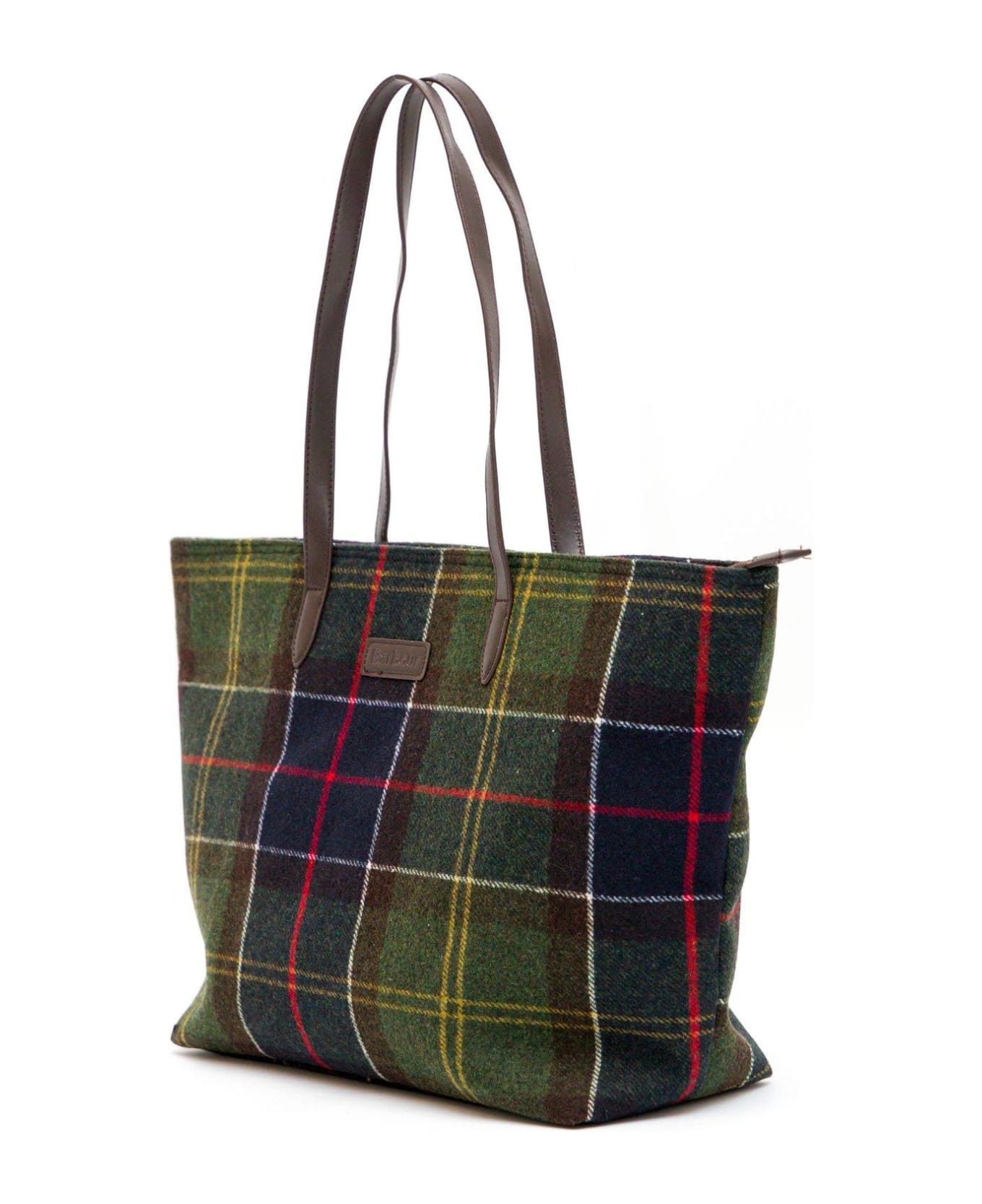 Barbour Checked Logo-detailed Top Handle Bag - Tartan