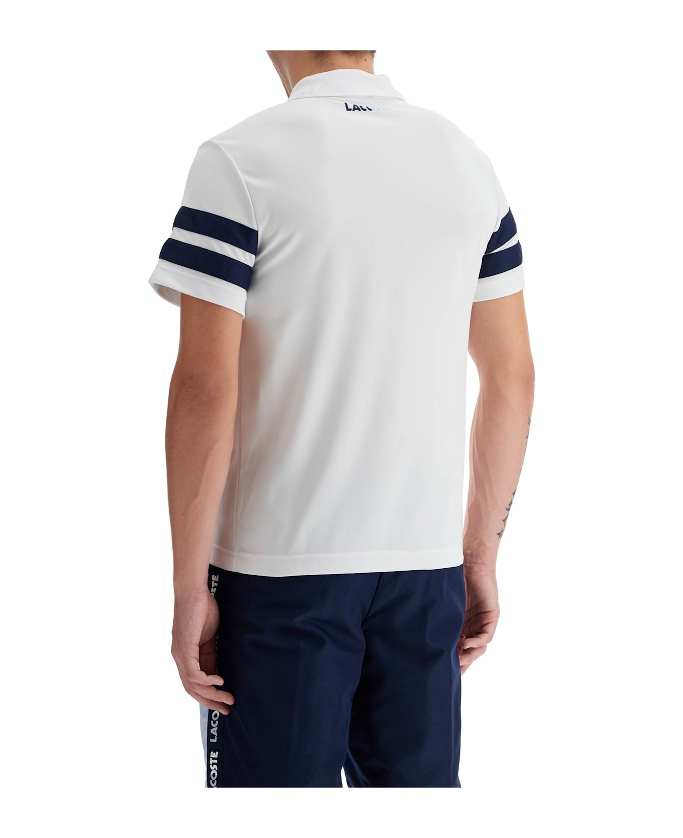 Lacoste Ultra-dry Sport Polo - WHITE NAVY BLUE (White)