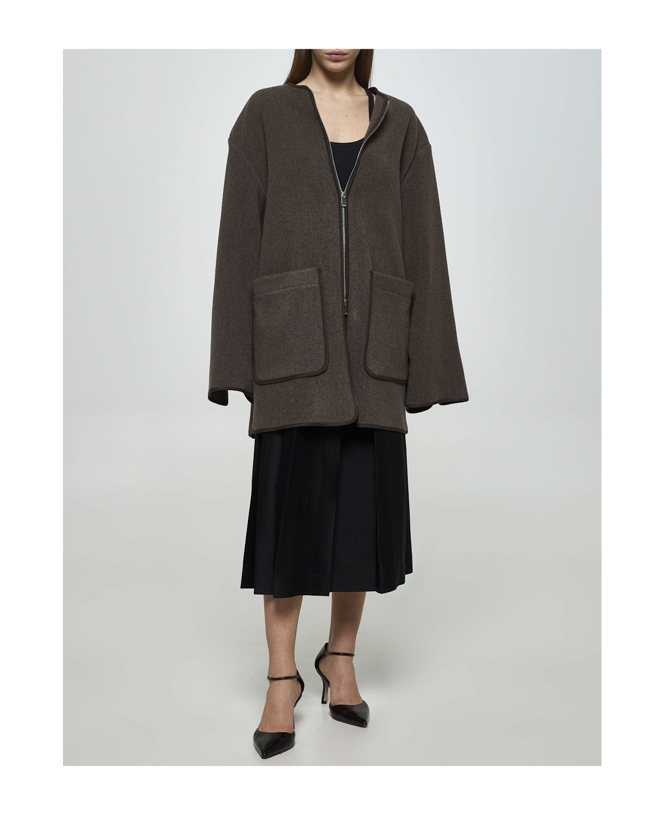 Totême Brown Felt Jacket - Grey