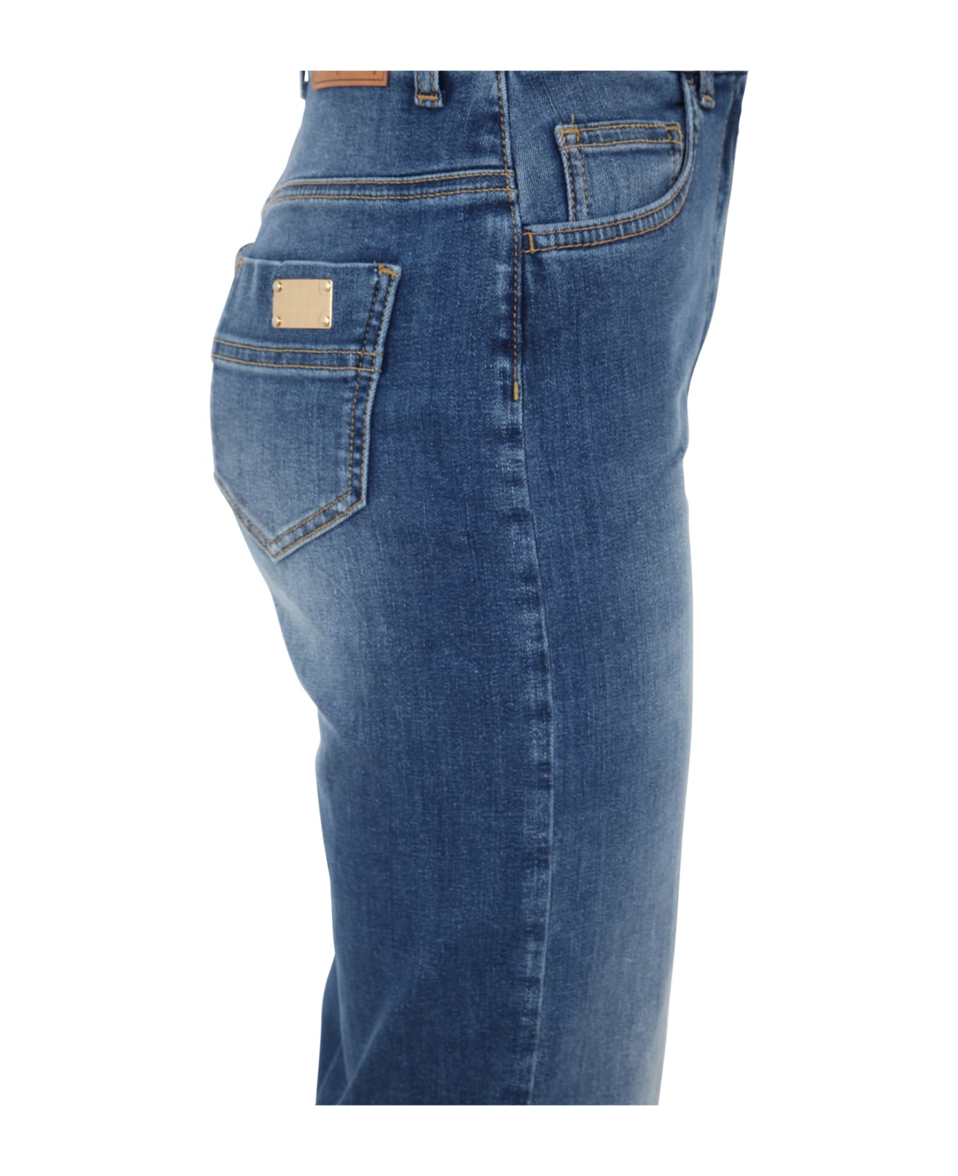 Elisabetta Franchi Flair Crop Jeans - Blue Denim