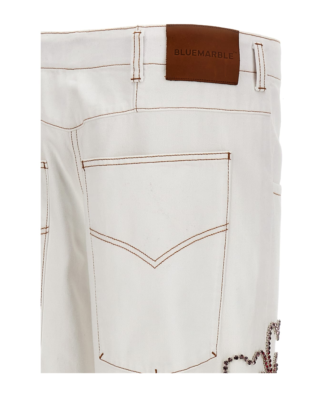 Bluemarble 'embroidered Hibiscus' Jeans - White