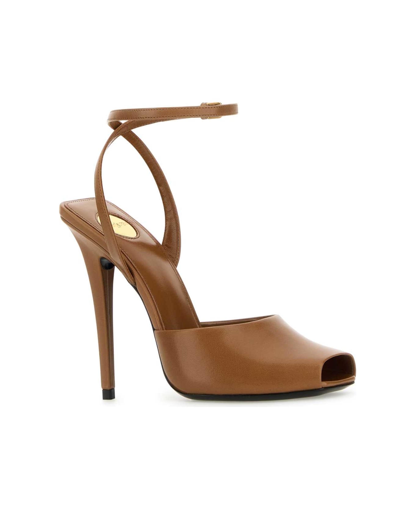 Saint Laurent Biscuit Leather Le Scandal Sandals - DARKMACADAMIA