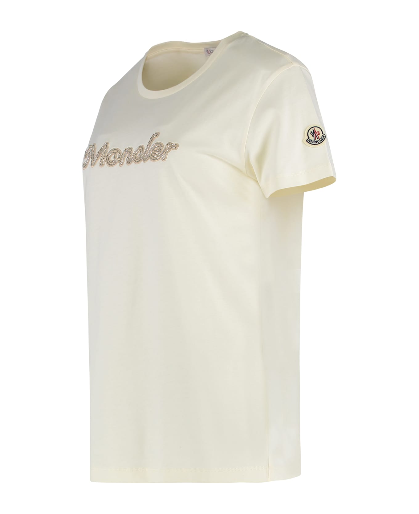 Moncler Logo Print T-shirt - panna