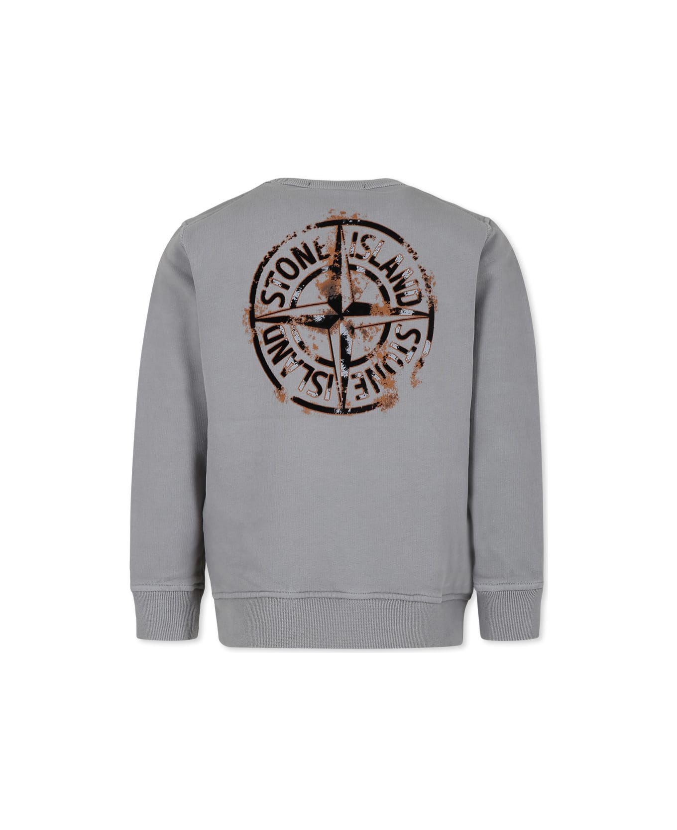 Stone Island Junior Grey Sweatshirt For Boy With Compass - Grey