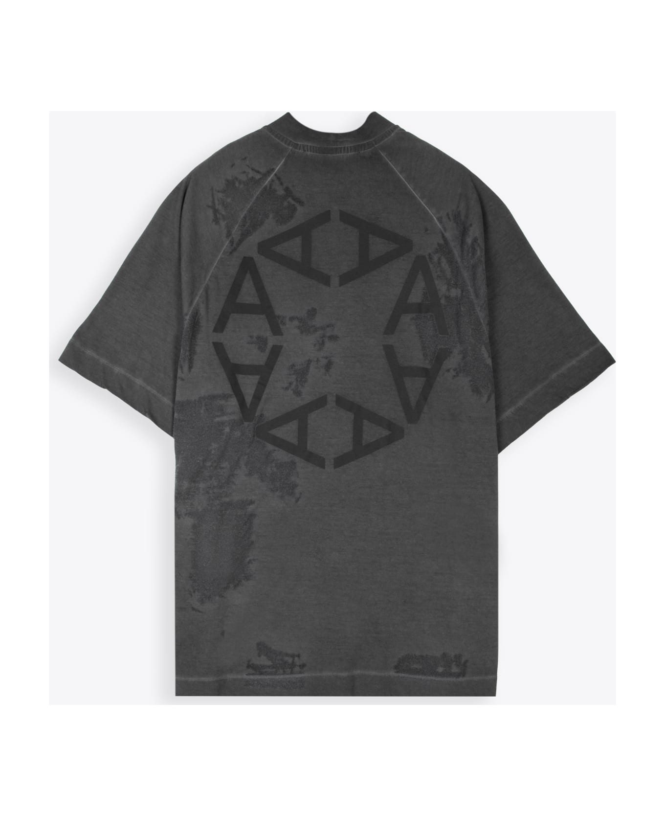 1017 ALYX 9SM Oversized Translucent Graphic Logo T-shirt Black Distressed And Washed Cotton T-shirt With Back Logo - Oversized Translucent Graphic Logo T-shirt - Nero