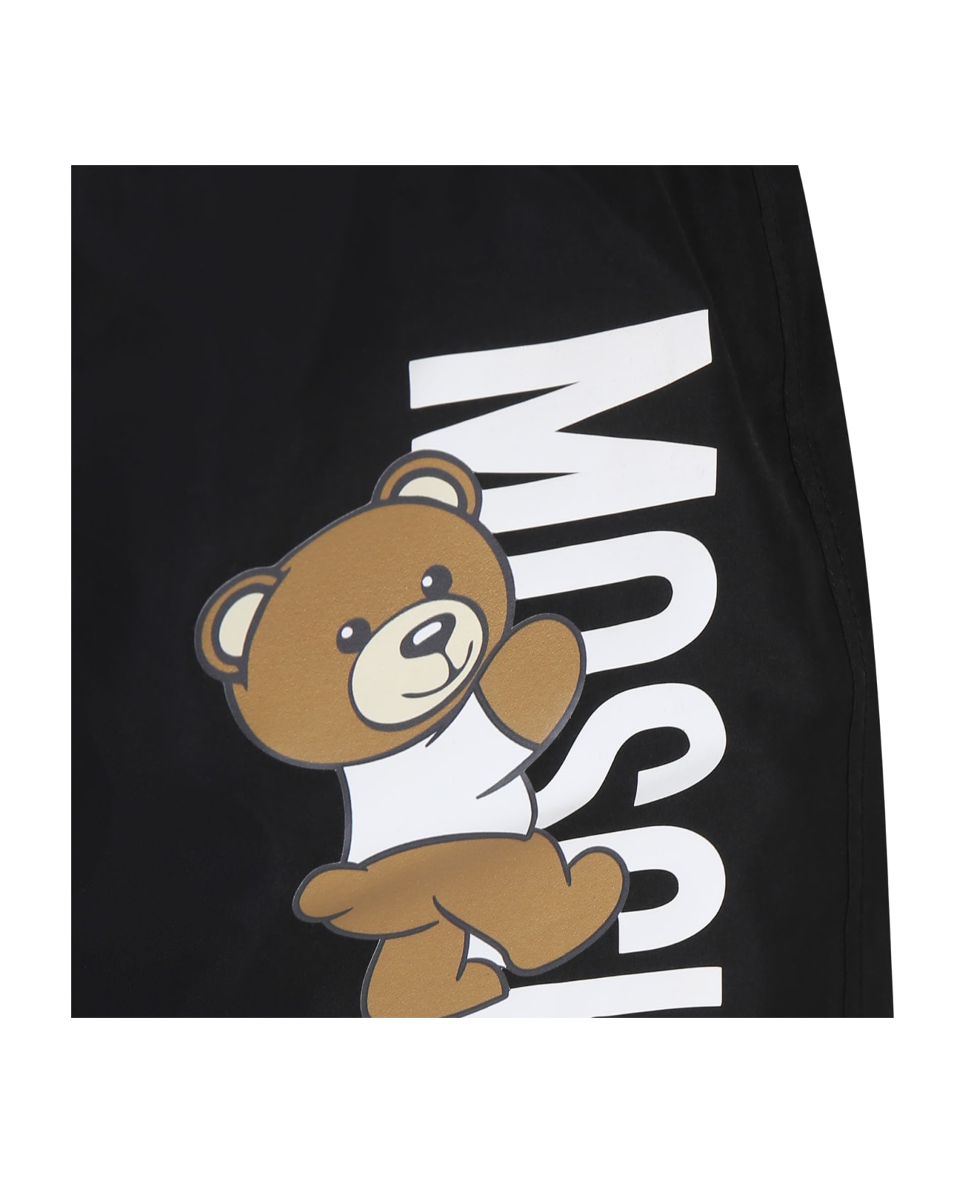 Moschino Black Swim Shorts For Boy With Teddy Bear And Logo - Black ボトムス