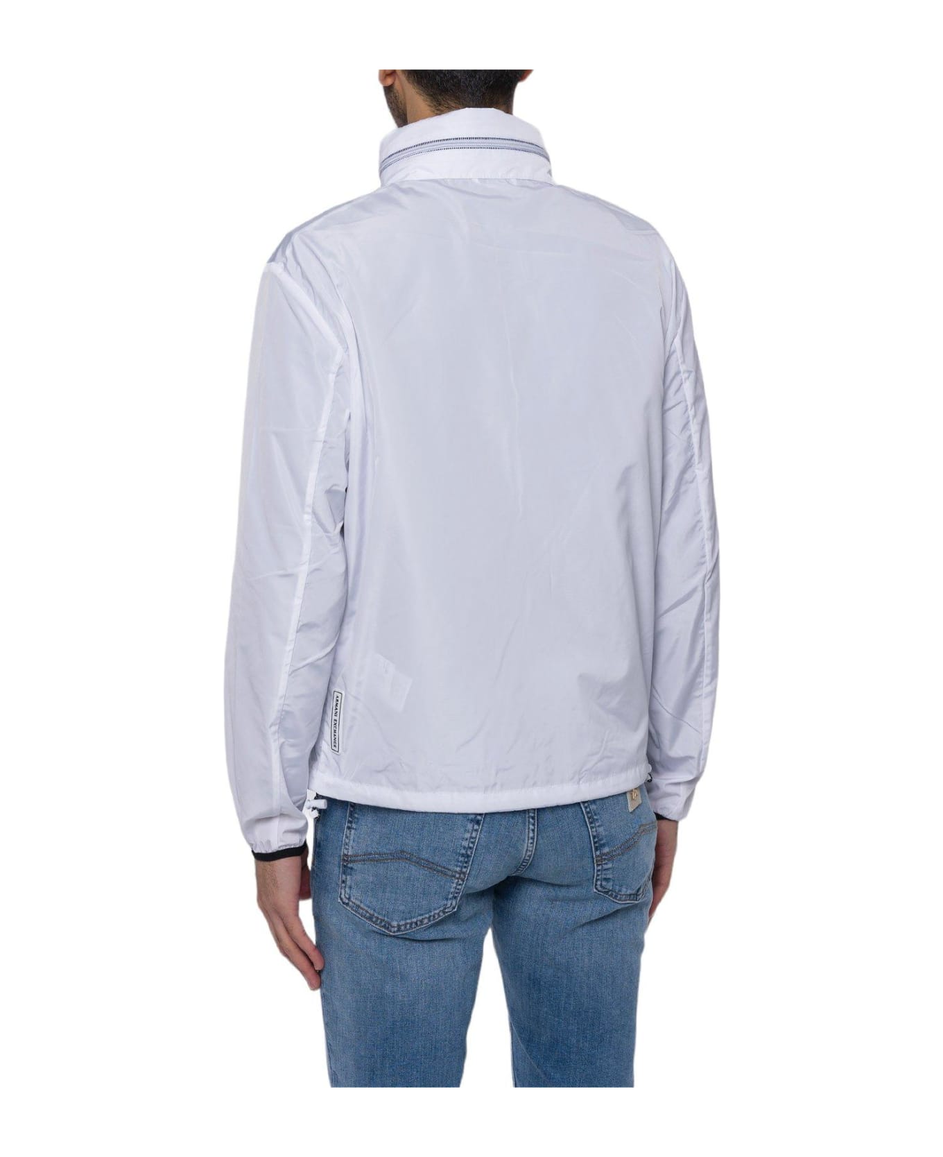 Armani Collezioni Logo Patch Zipped Jacket - White