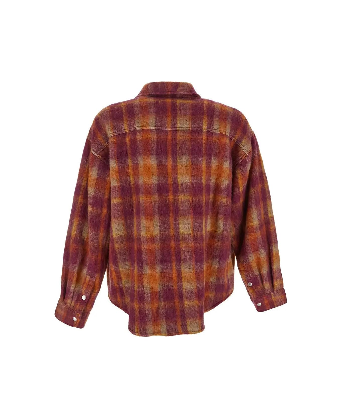 Palm Angels Brushed Wool Check Overshirt - BORDEAUX