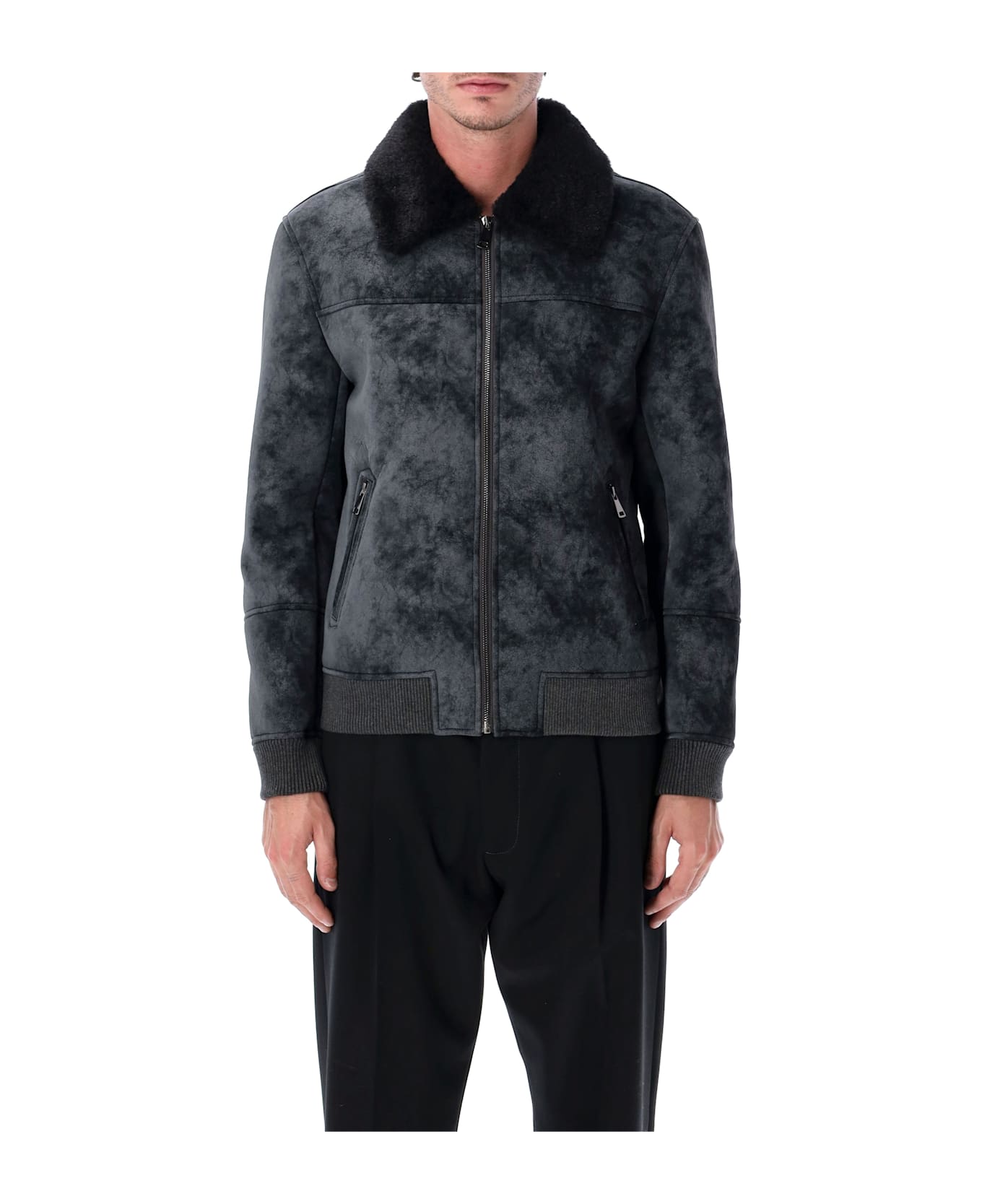 S.W.O.R.D 6.6.44 Sword Eco-leather Biker Jacket With Shearling Collar - BLACK